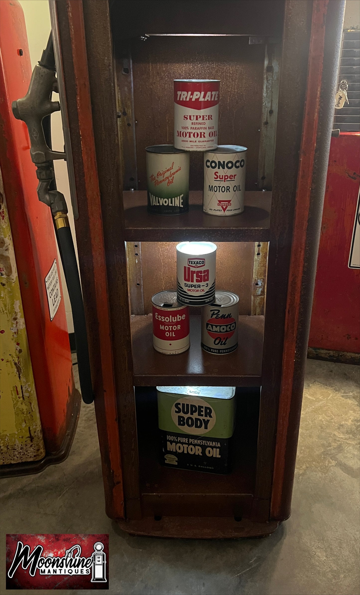 Rustoration 1950’s GOOD GULF GASOLINE Gilbarco Gas Pump w/ Custom Shelves - Free Shipping!