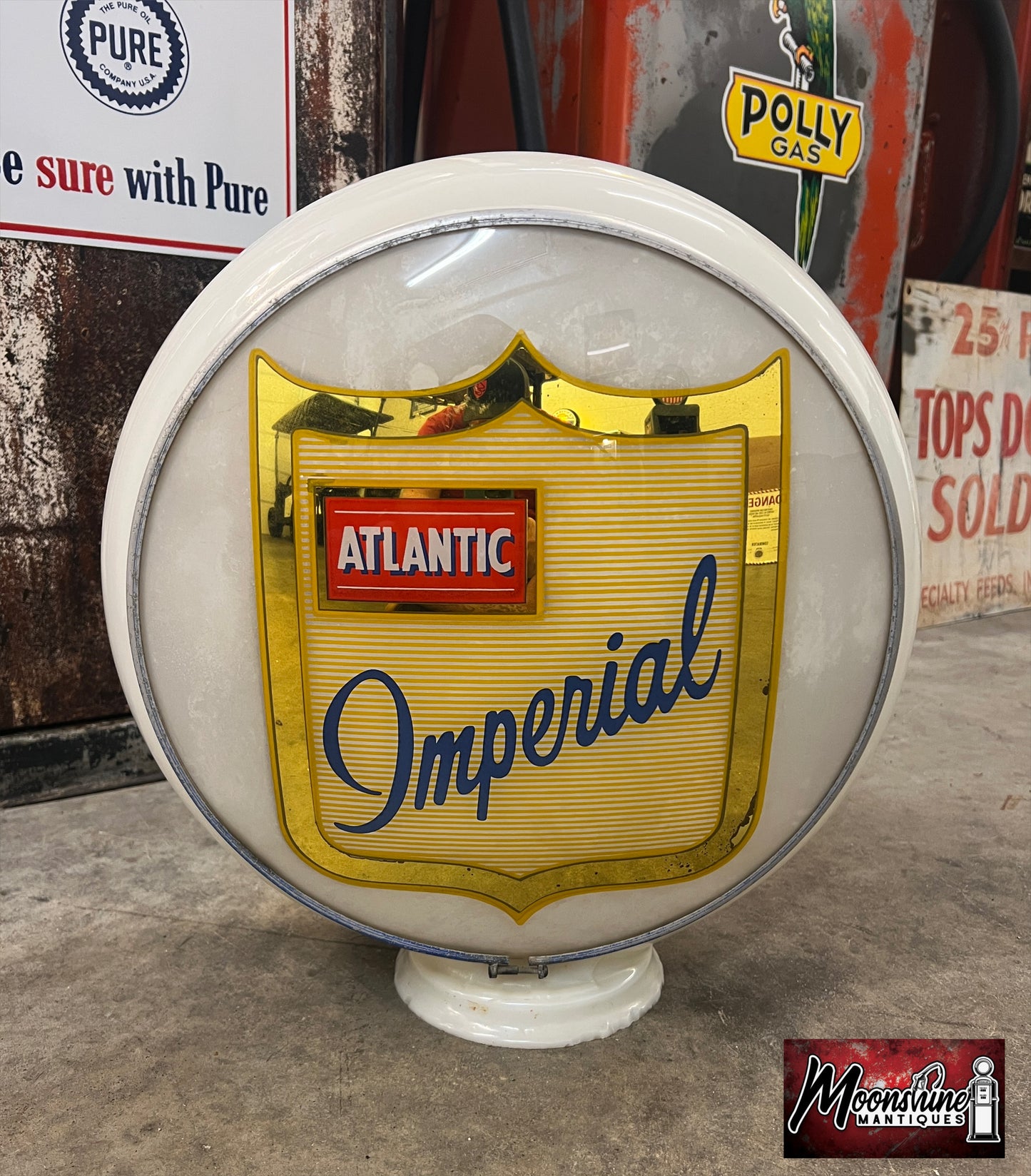 Vtg. Original ATLANTIC IMPERIAL Gas Pump Globe / Gill Body - Free Shipping!
