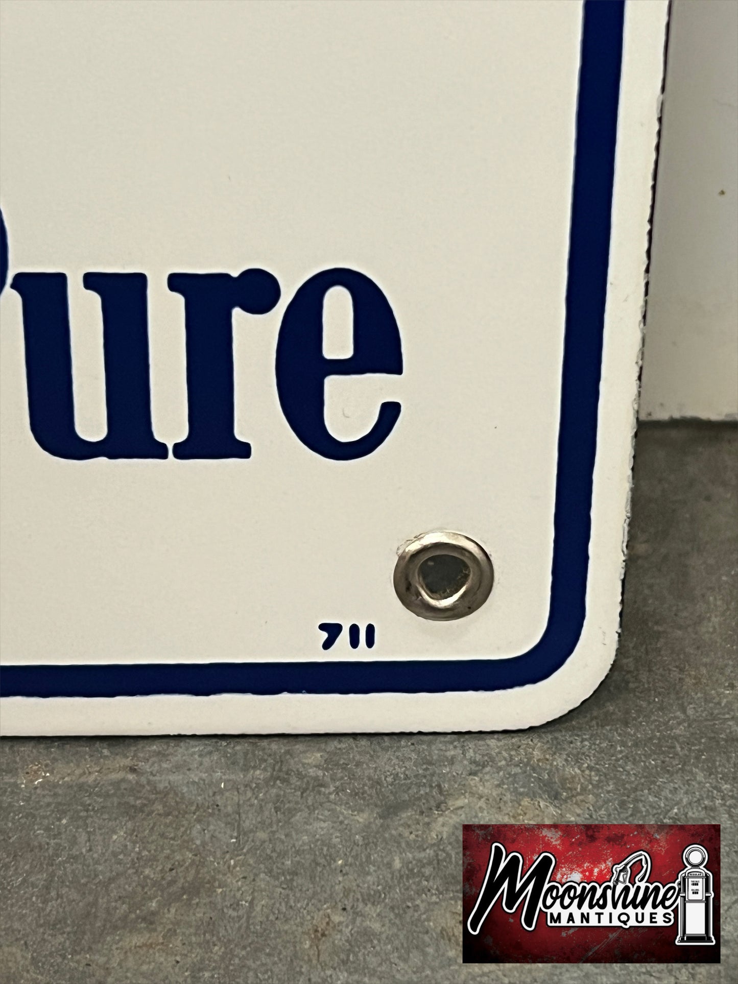 NOS - Original 1954 PURE PREMIUM Porcelain Gas Pump Plate Sign #1 - Free Shipping!