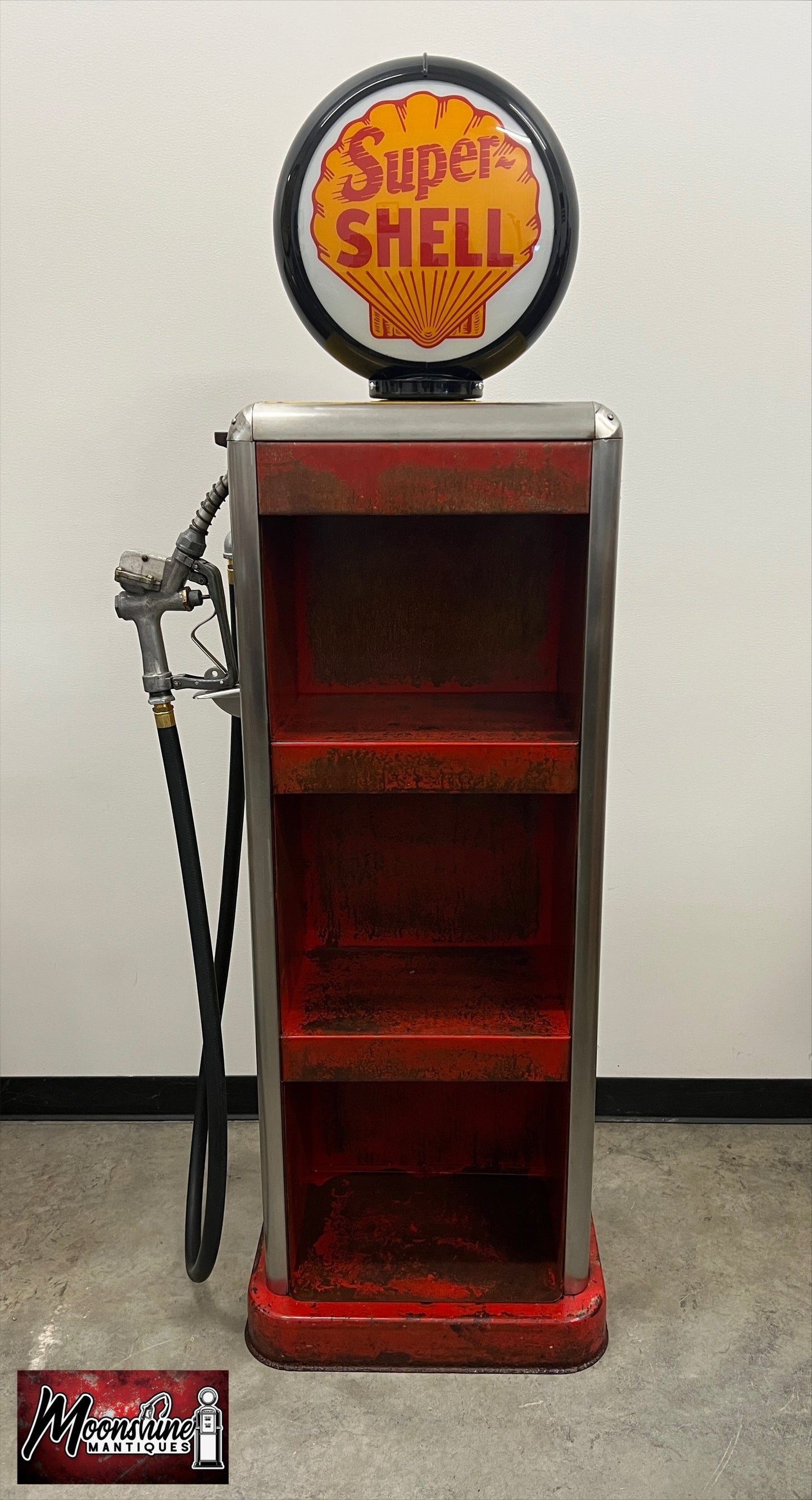 Rustoration 1940’s SUPER SHELL Bowser Gas Pump w/ Shelves - Mancave Decor - Free Shipping!