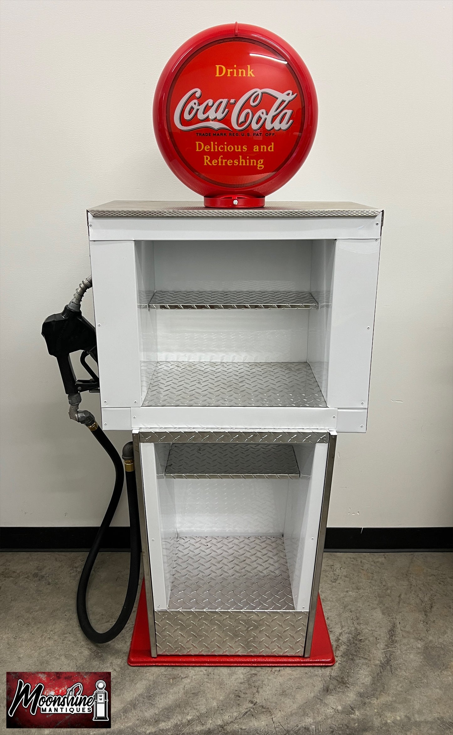Custom 1960’s COCA COLA Bennett Gas Pump w/ Display Shelves - Free Shipping!