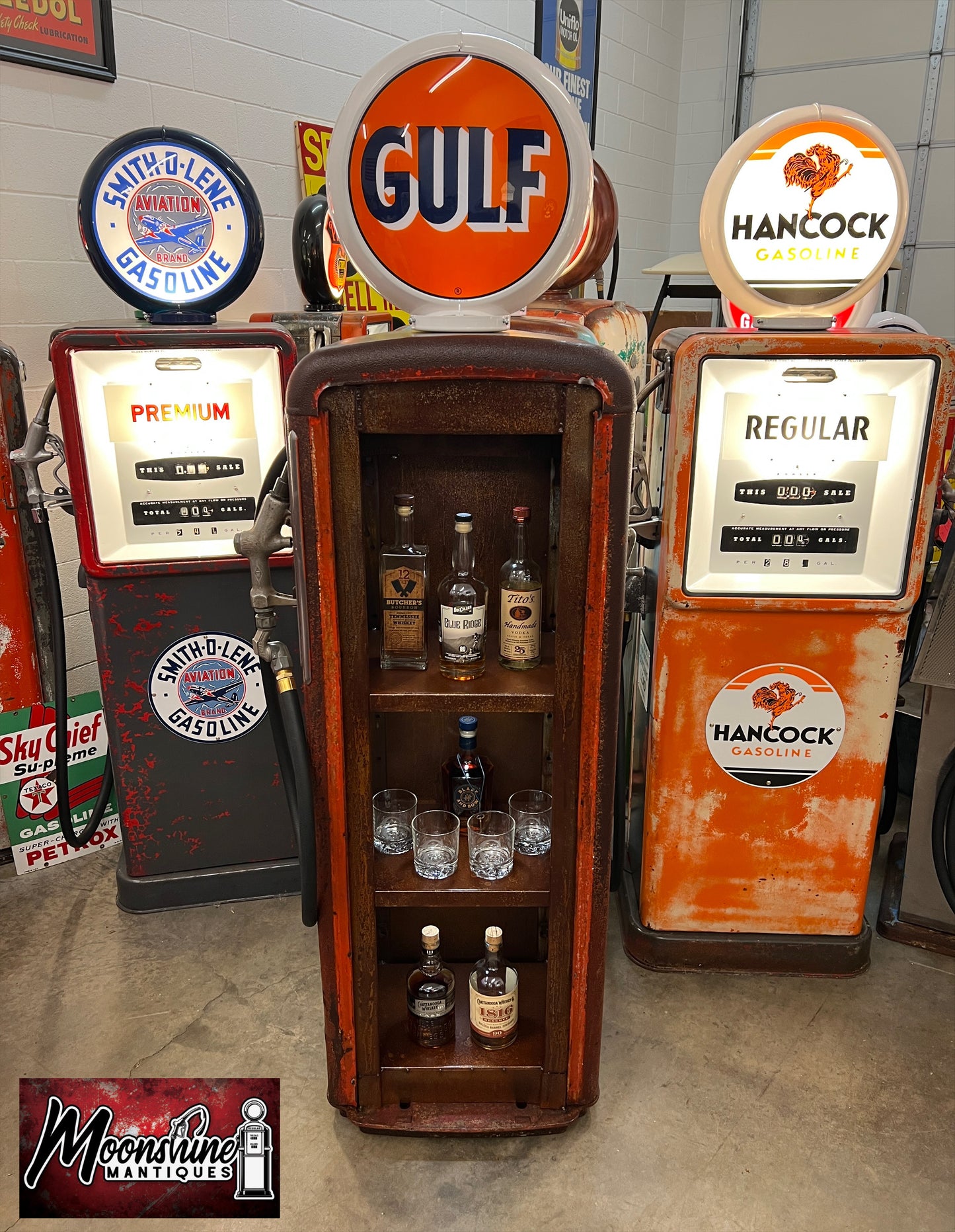 Rustoration 1950’s GULF GASOLINE Gilbarco Gas Pump w/ Shelves - Free Shipping!