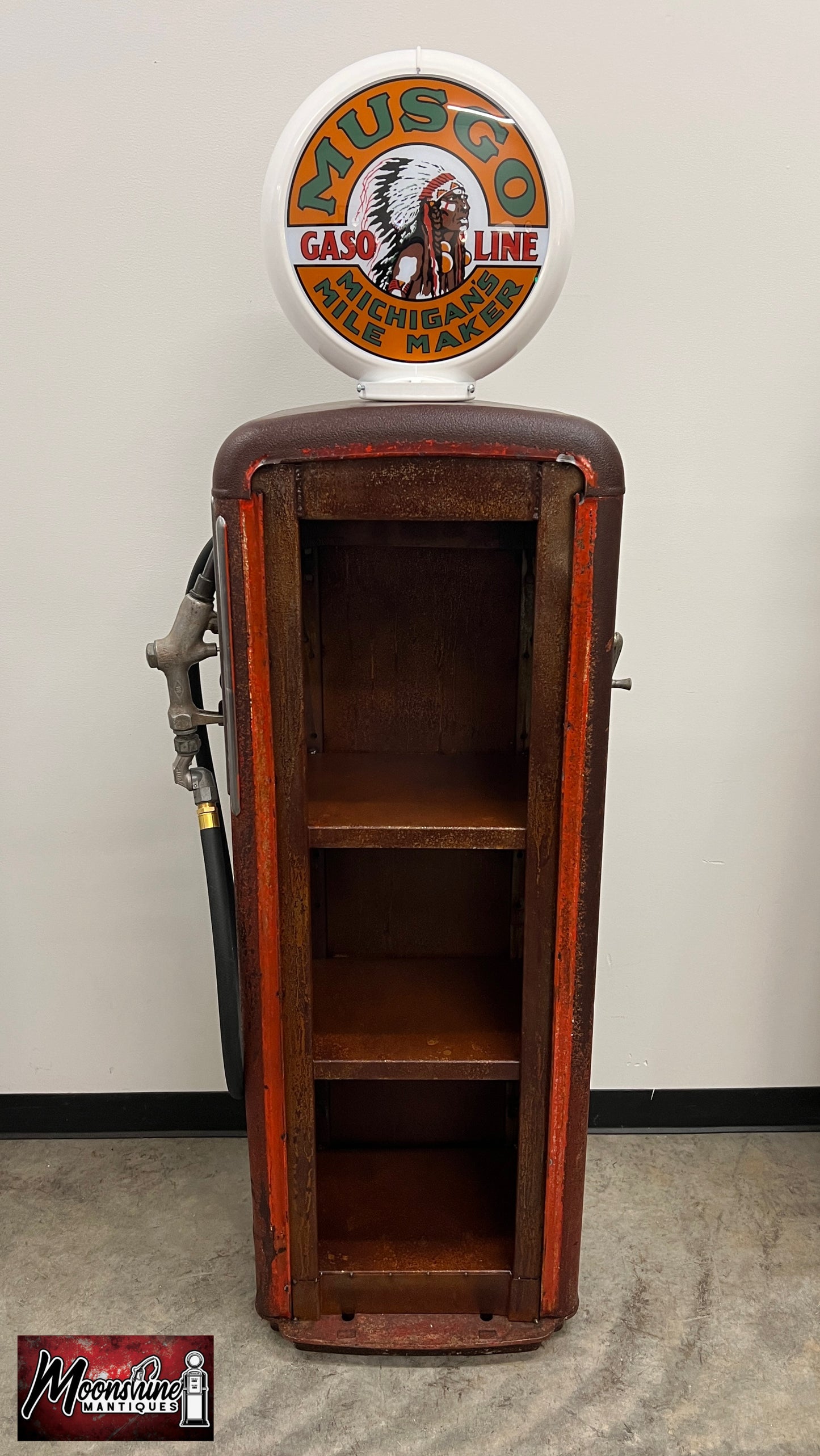 Rustoration 1950’s MUSGO GASOLINE Gilbarco Gas Pump w/ Shelves - Free Shipping!