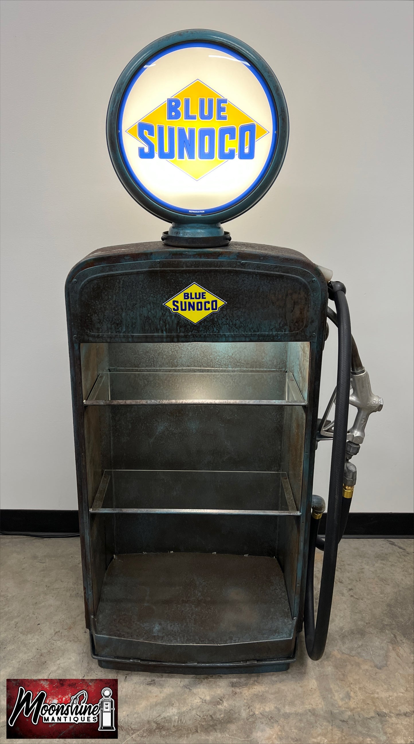 1950’s SUNOCO Gilbarco Gas Pump with Custom Glass Shelves & Bluetooth Speakers - Free Shipping!