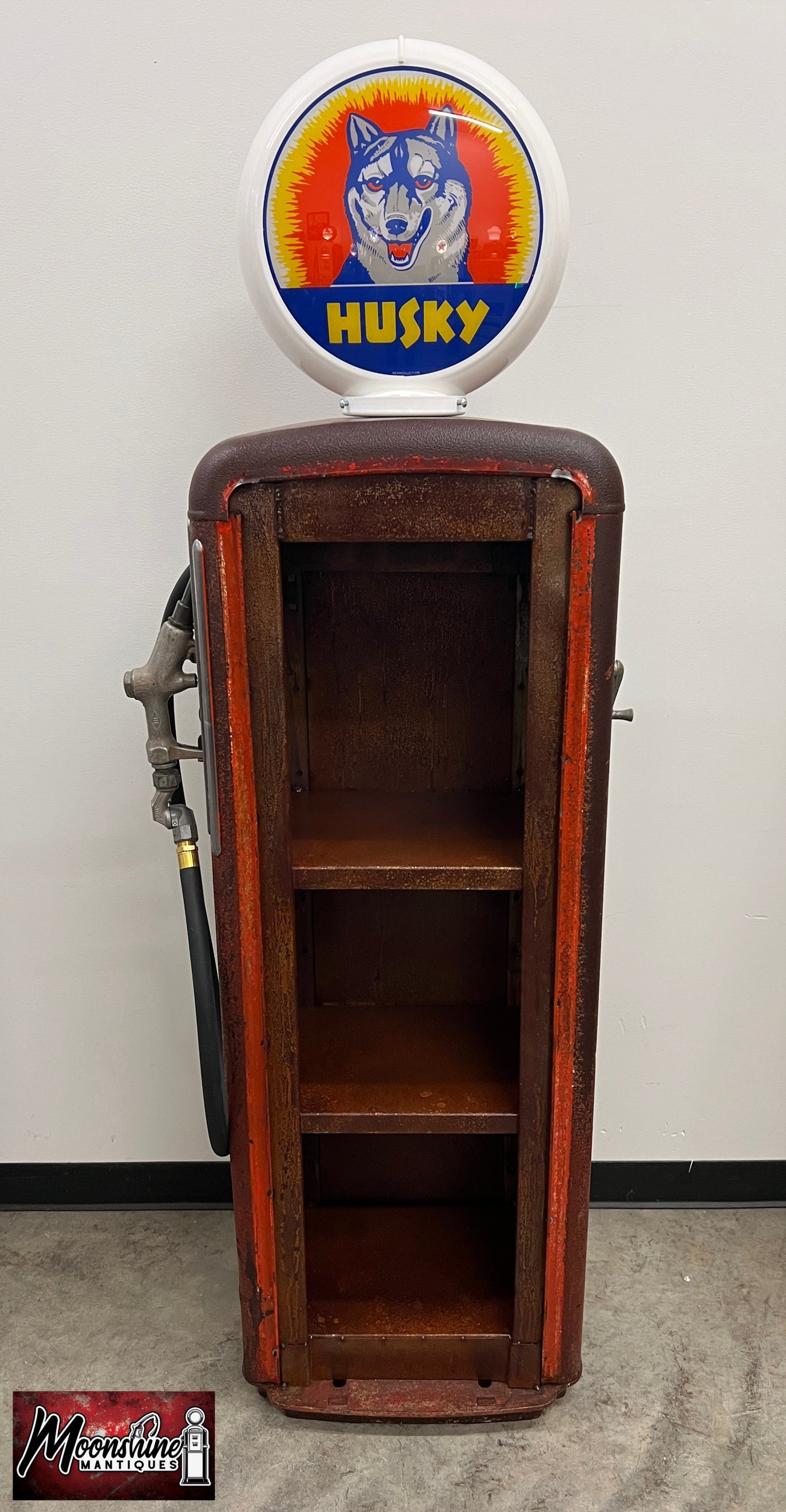 Rustoration 1950’s HUSKY GASOLINE Gilbarco Gas Pump w/ Shelves - Free Shipping!