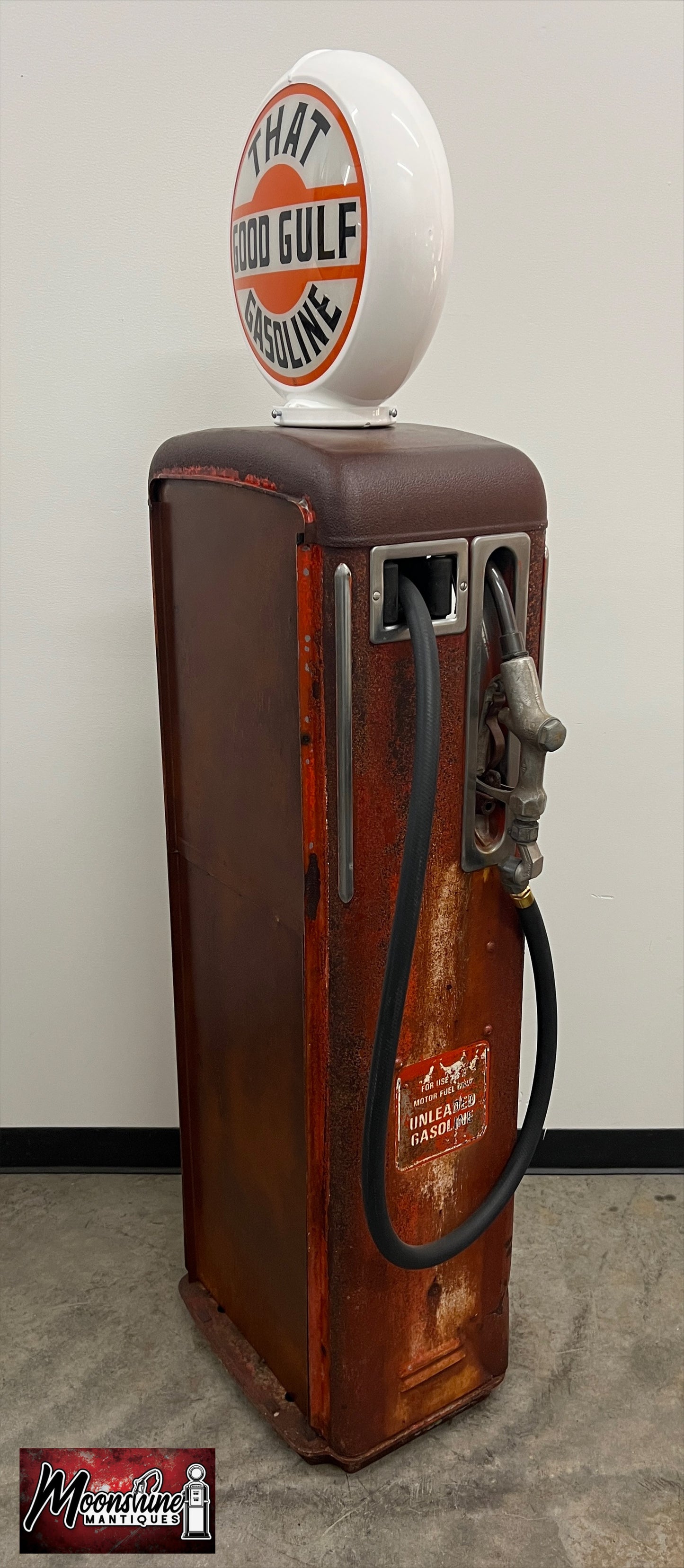 Rustoration 1950’s GOOD GULF GASOLINE Gilbarco Gas Pump w/ Custom Shelves - Free Shipping!