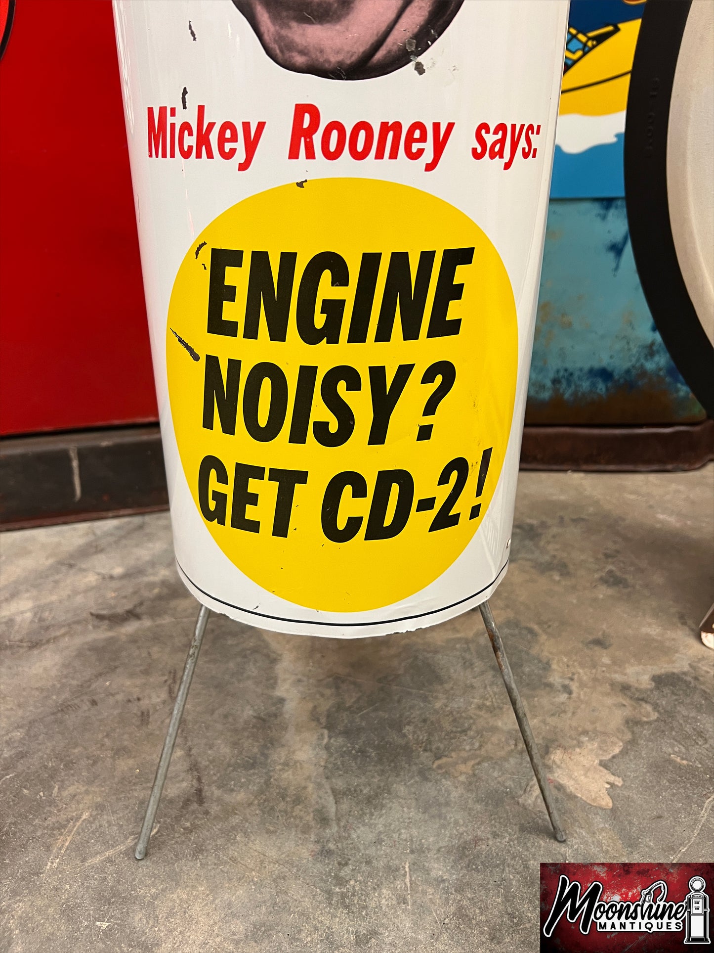 1960’s Mickey Rooney ALEMITE CD-2 Engine Additive Can Display Sign - Gas & Oil - Free Shipping!