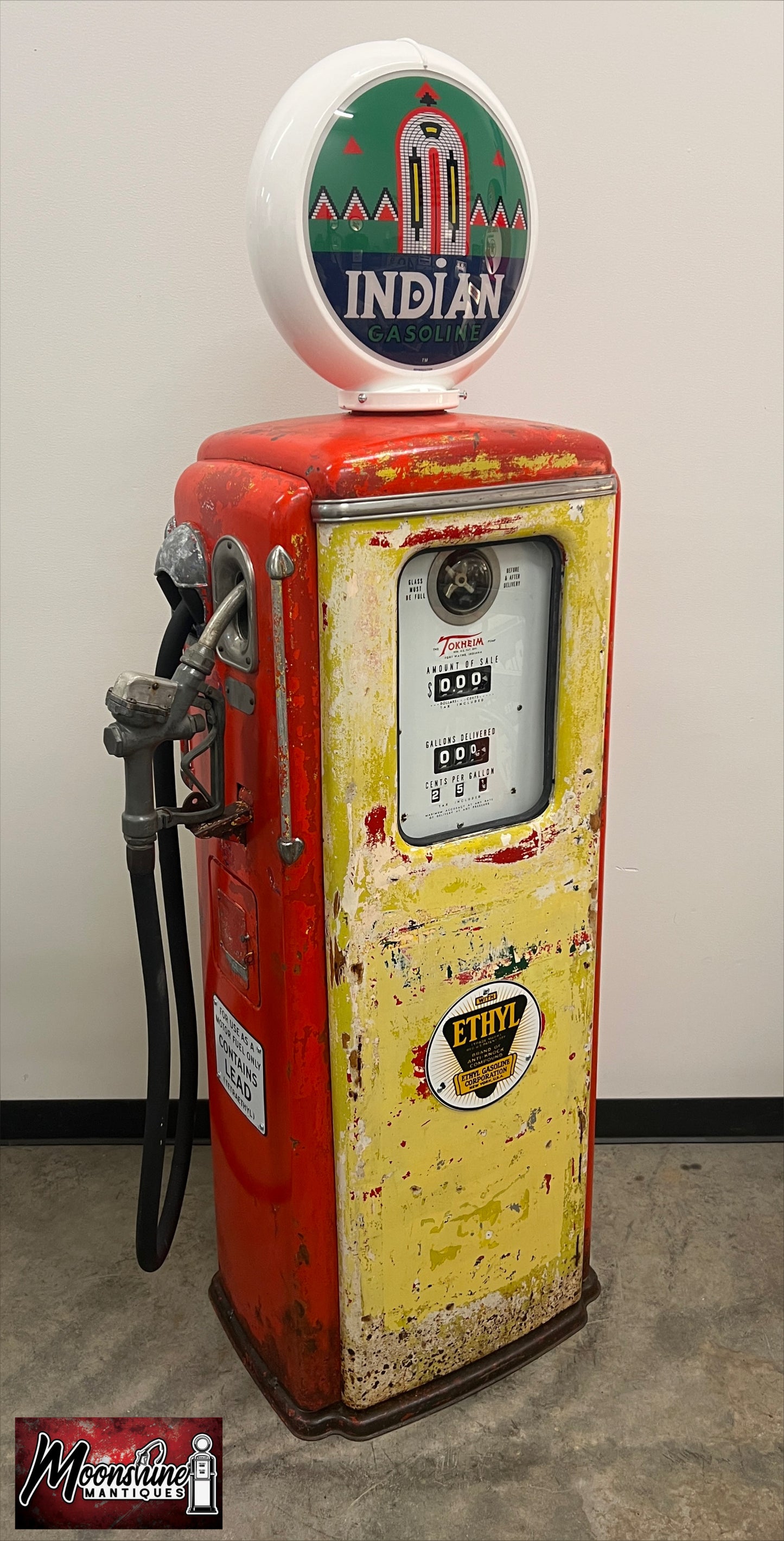 Rustoration 1940’s INDIAN GASOLINE Tokheim 39 Gas Pump - Gas & Oil - Shipping Available!