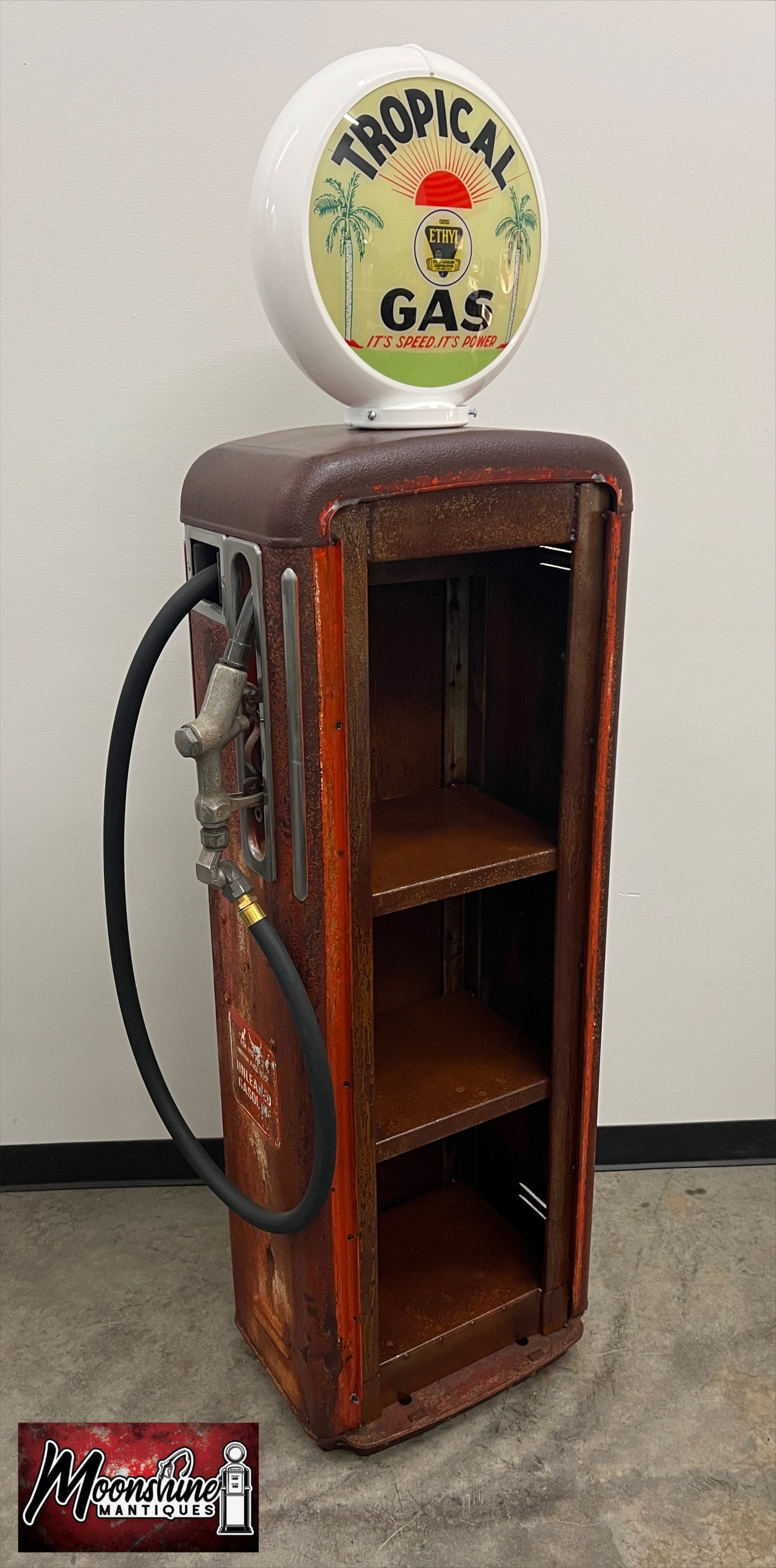 Rustoration 1950's TROPICAL GASOLINE Gilbarco Gas Pump w/ Shelves - Mancave Decor - Free Shipping!