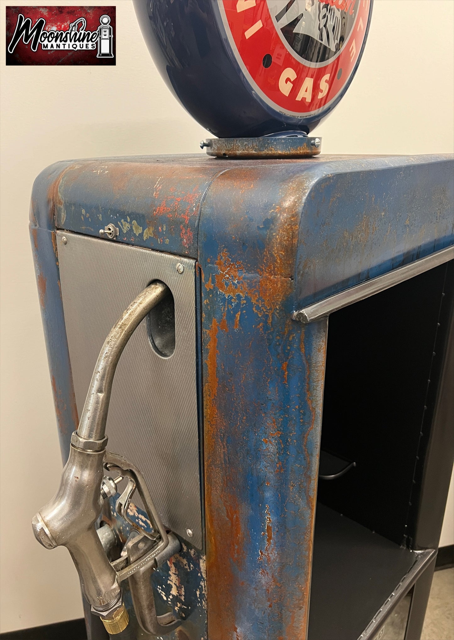 1940’s INDIAN MOTORCYCLE Gas Pump w/ Custom Made Whiskey Bar & Cigar Humidor - Free Shipping!