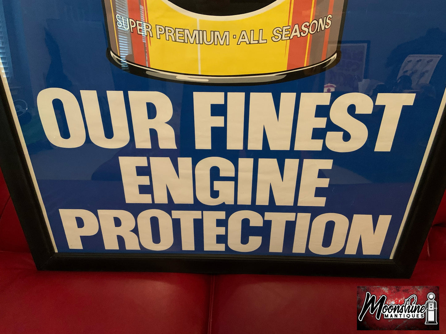 Vtg. 1980's EXXON Motor Oil Framed Poster / Sign - Free Shipping!