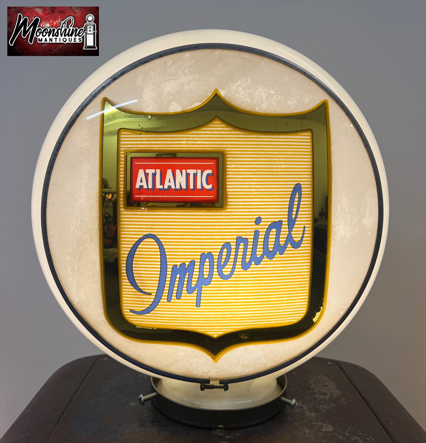 Vtg. Original ATLANTIC IMPERIAL Gas Pump Globe / Gill Body - Free Shipping!