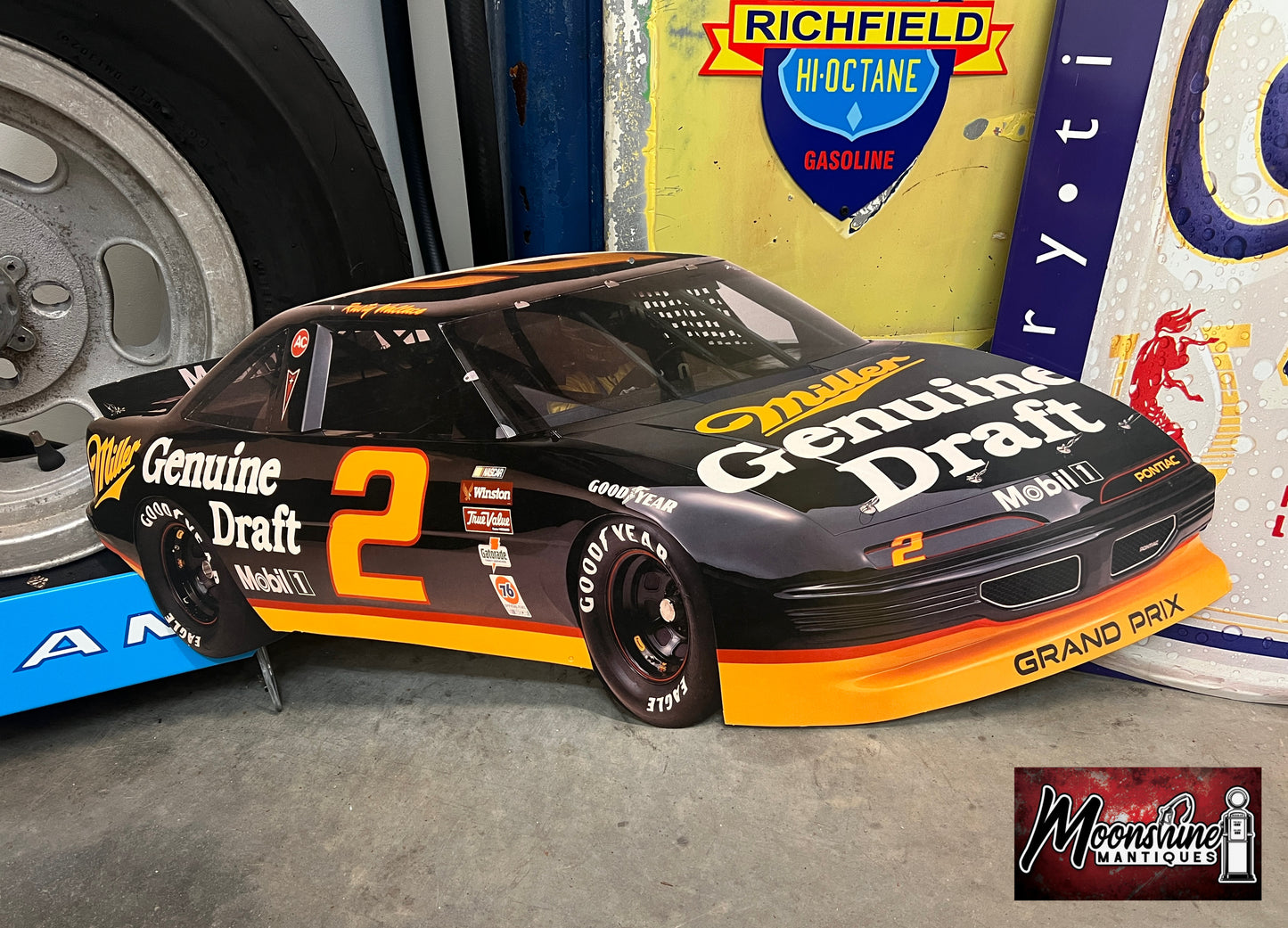 Vtg. 1990's MILLER GENUINE DRAFT Beer Nascar Rusty Wallace Cardboard Sign - Free Shipping!