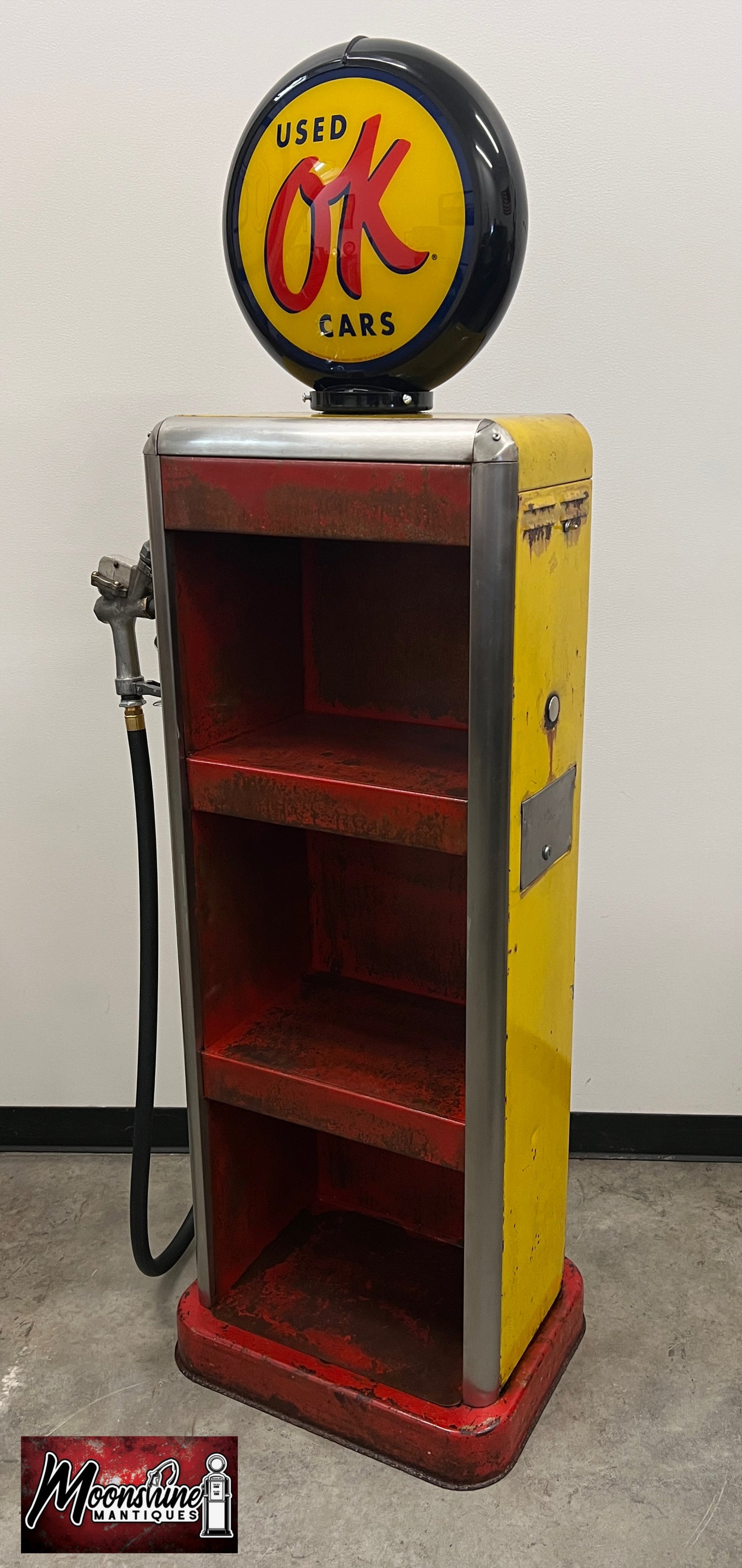 Rustoration 1940’s Chevrolet OK USED CARS Bowser Gas Pump with Custom Shelves - Free Shipping!