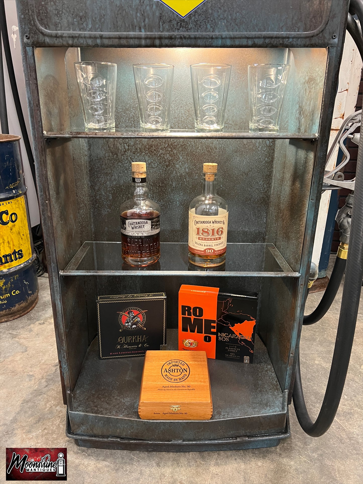 1950’s SUNOCO Gilbarco Gas Pump with Custom Glass Shelves & Bluetooth Speakers - Free Shipping!