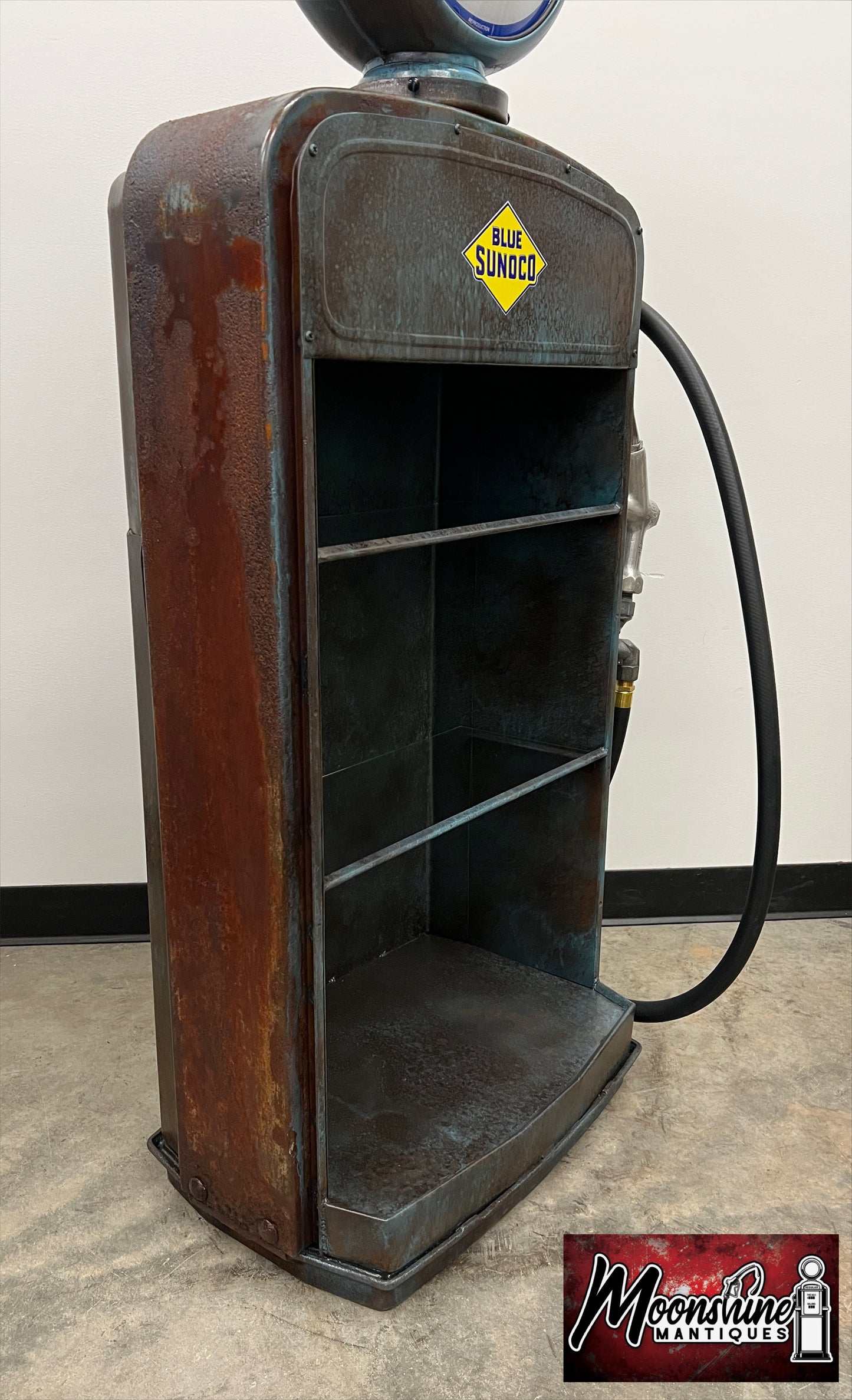 1950’s SUNOCO Gilbarco Gas Pump with Custom Glass Shelves & Bluetooth Speakers - Free Shipping!