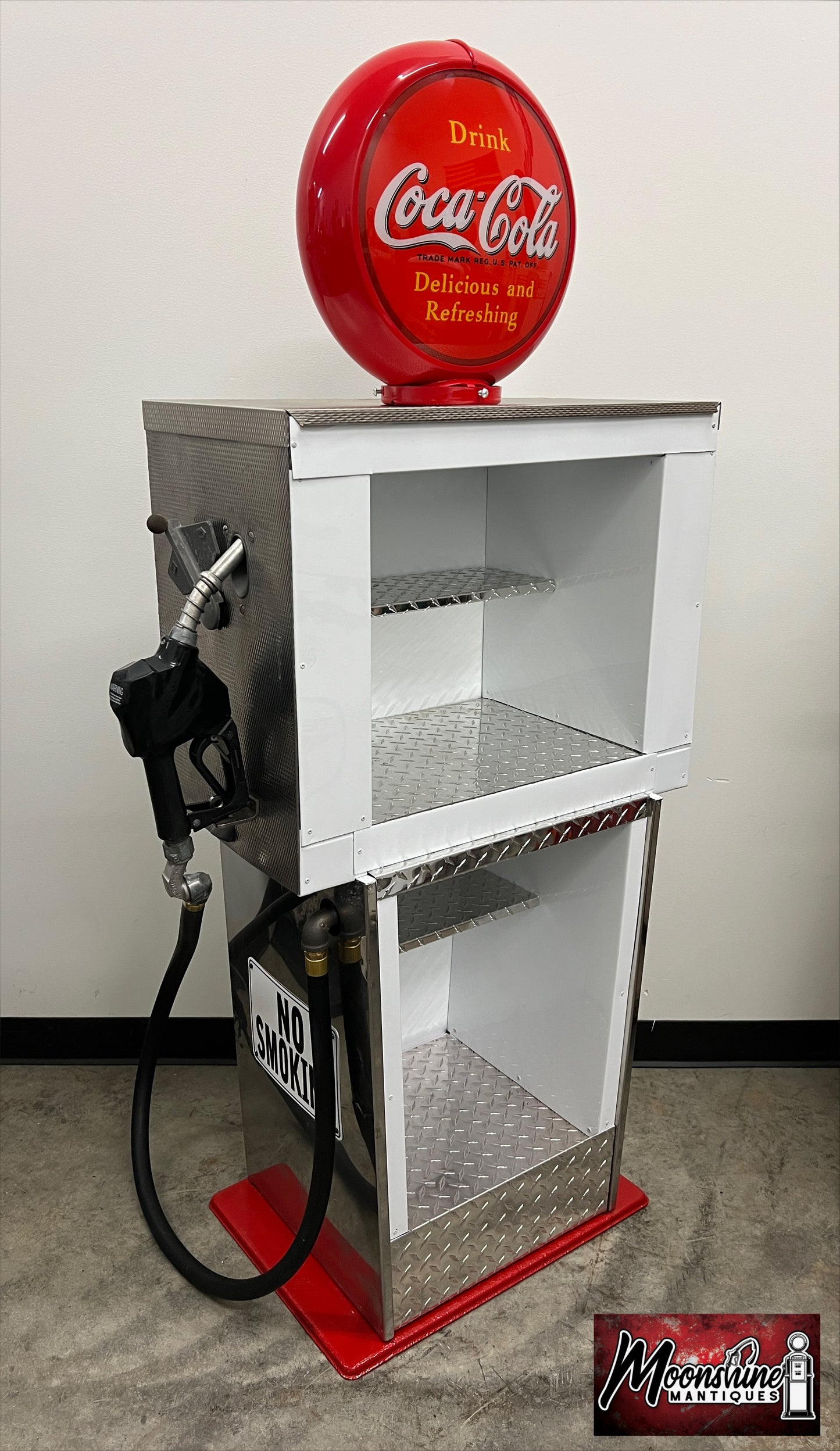 Custom 1960’s COCA COLA Bennett Gas Pump w/ Display Shelves - Free Shipping!