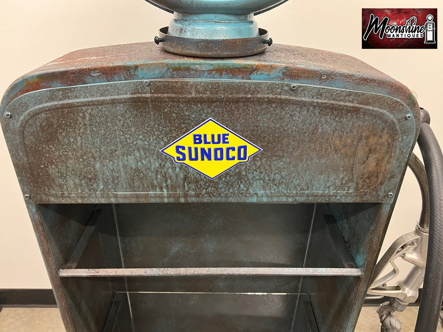 1950’s SUNOCO Gilbarco Gas Pump with Custom Glass Shelves & Bluetooth Speakers - Free Shipping!