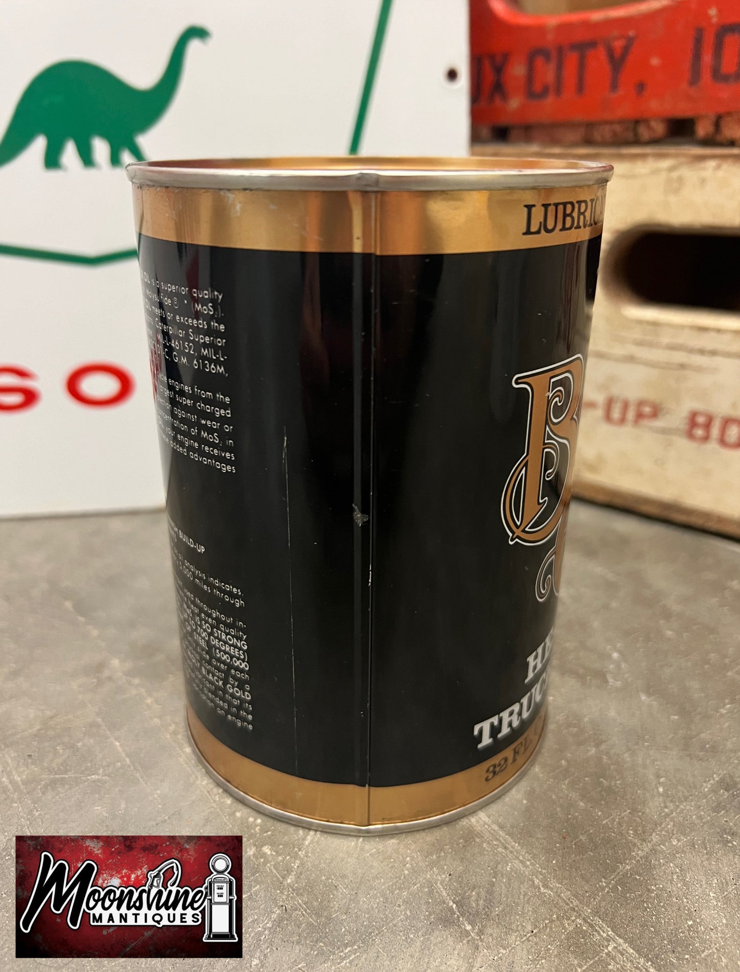 FULL 1960’s MOLY Black Gold Truck Motor Oil Can 1 qt. - Free Shipping!