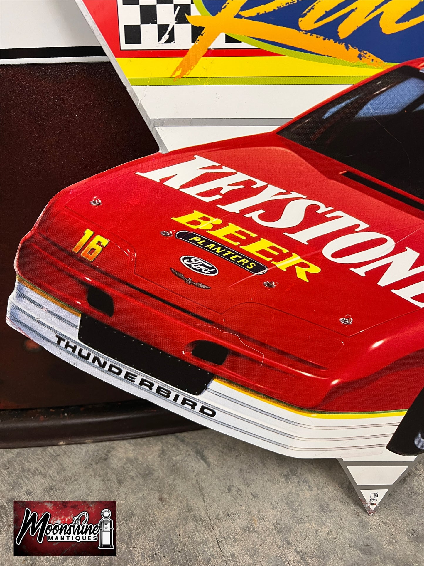 Vtg. 1990's COORS KEYSTONE Beer Nascar Racing Wally Dallenbach Tin Sign - Free Shipping!