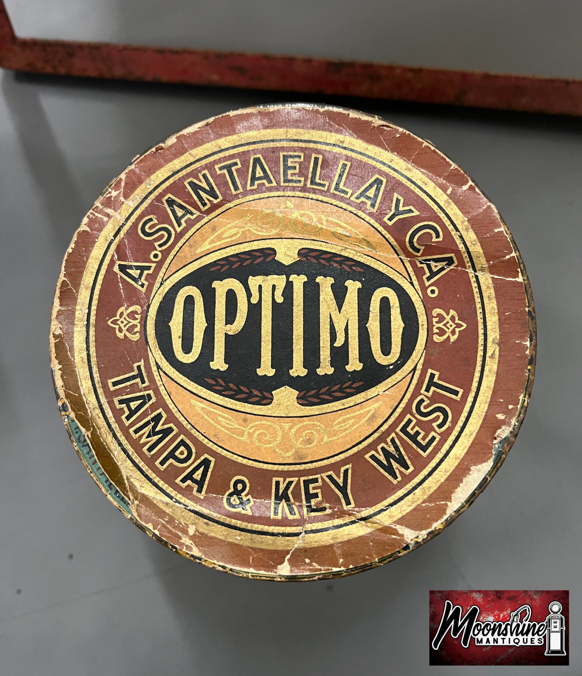 1920's OPTIMO Paper Label Cigar Tin - Free Shipping!