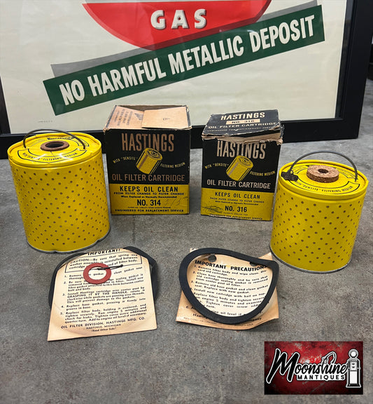 Lot of 2 - Vtg. Hastings Oil Filter Cartridges - NOS - Free Shipping!