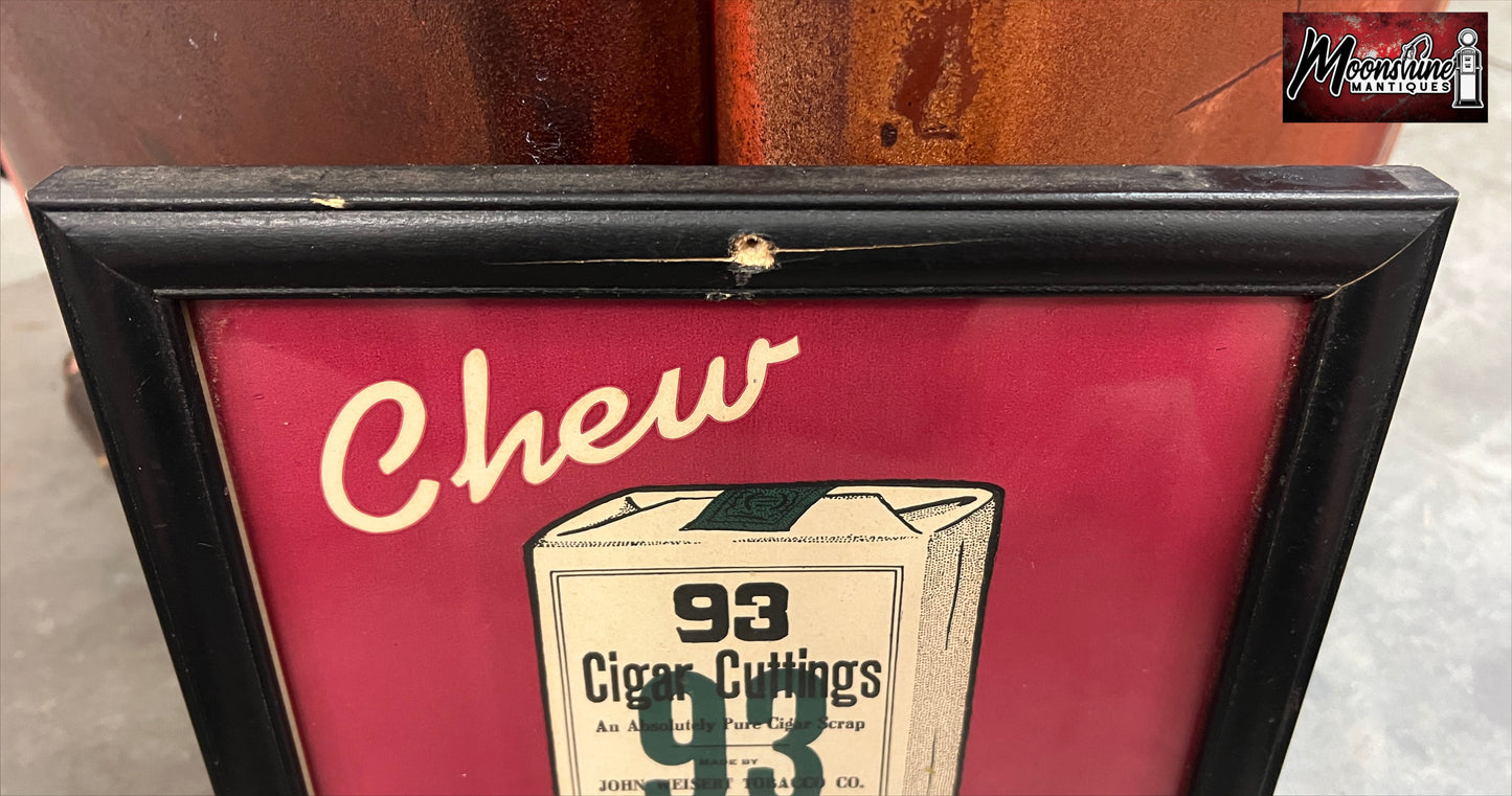 Vtg. 93 CIGAR CUTTINGS Framed Paper Sign 1940's - John Weisert Tobacco Company - Free Shipping!