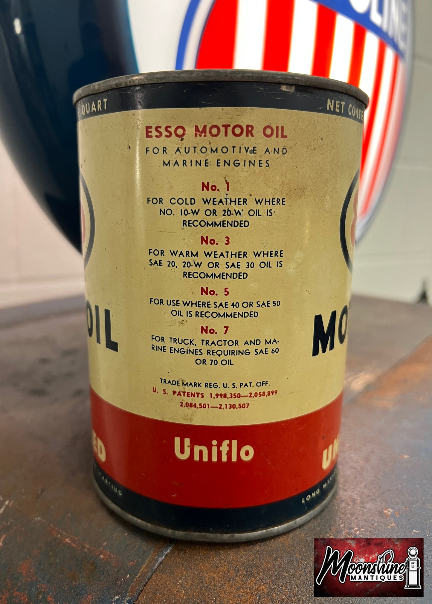 1930’s ESSO Unexcelled Motor Oil Can 1 qt. - Free Shipping!