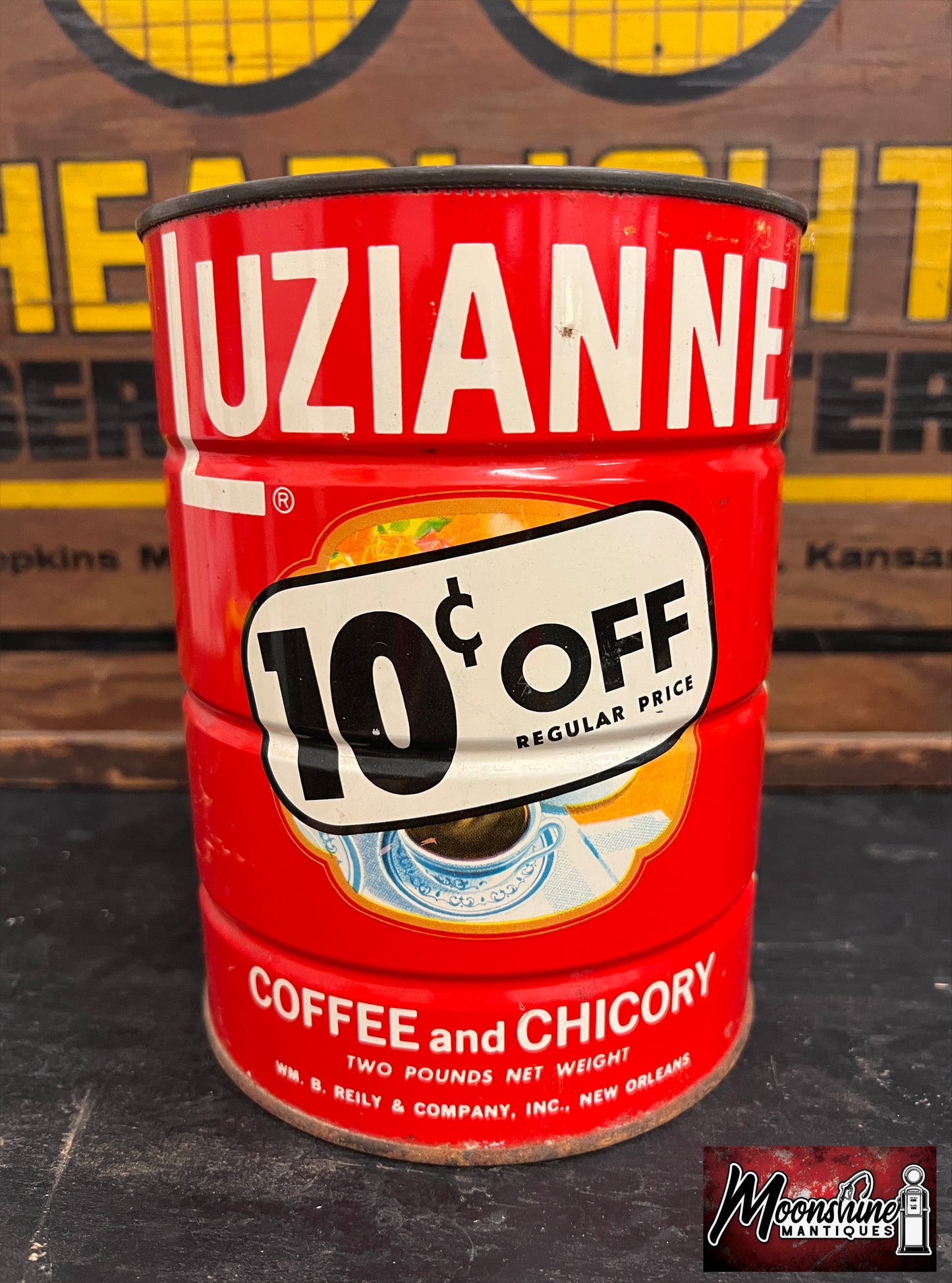 Vtg. LUZIANNE Coffee and Chicory Tin Can - Free Shipping!
