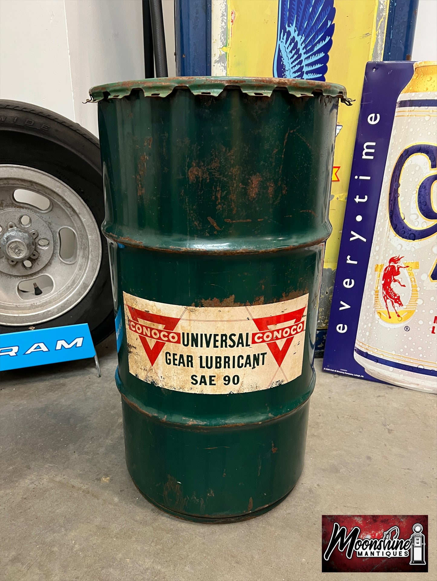 Vtg. 1950's CONOCO Gear Lubricant Drum 16 gal. - Mancave Trash Can - Free Shipping!