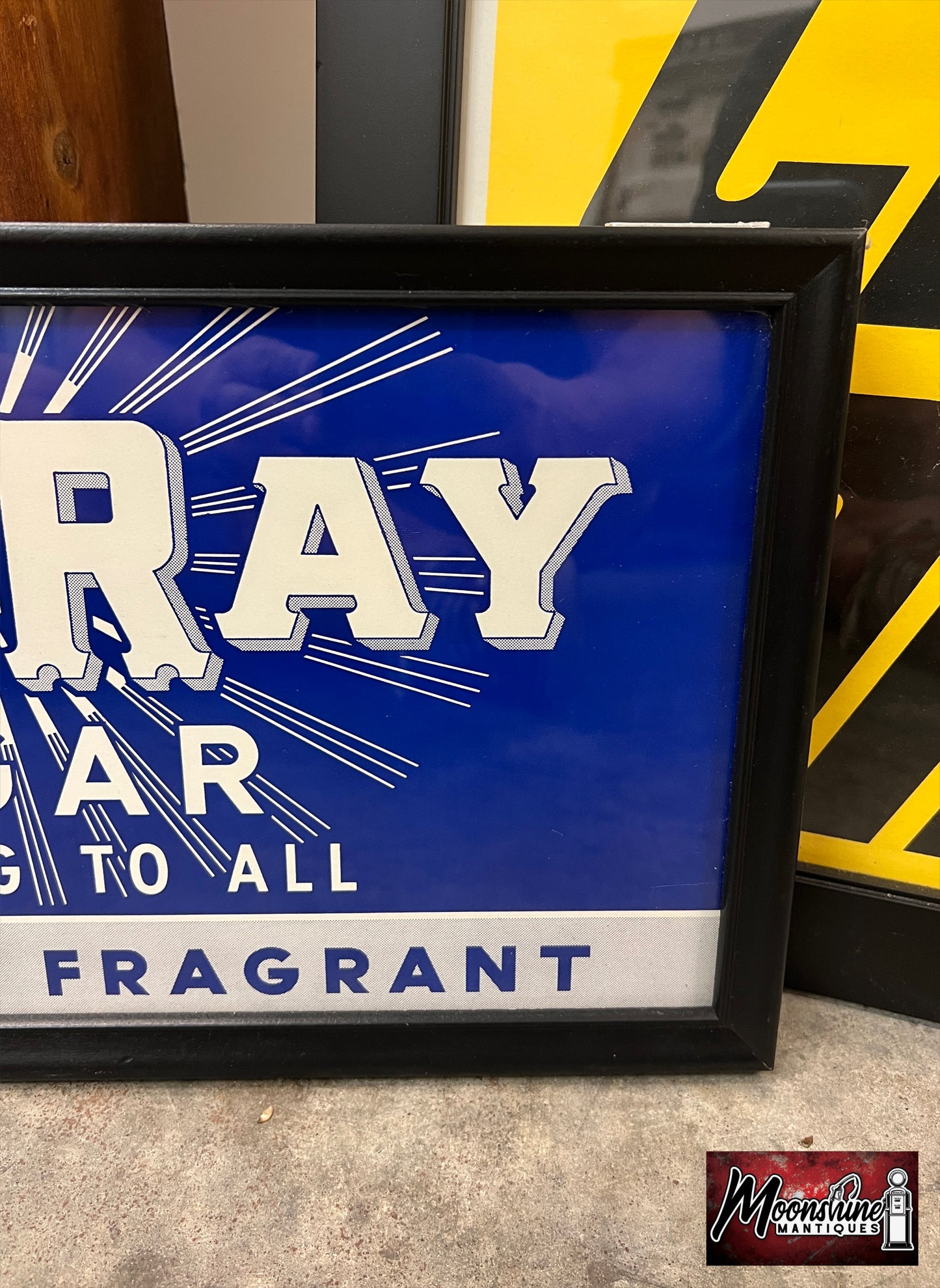 Vtg. SUN RAY CIGAR Framed Paper Sign - Free Shipping!