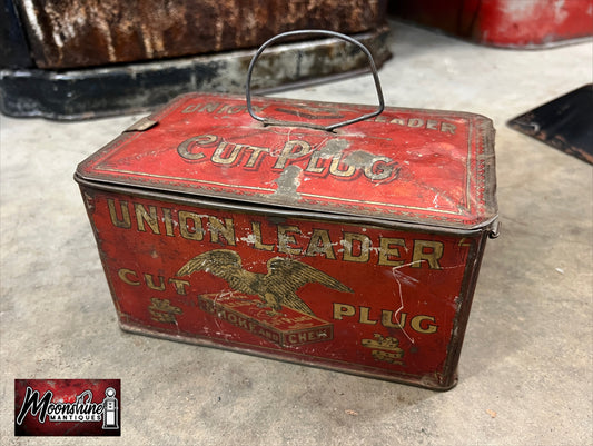 Vtg. UNION LEADER Smoking / Chewing Tobacco Tin - Free Shipping!