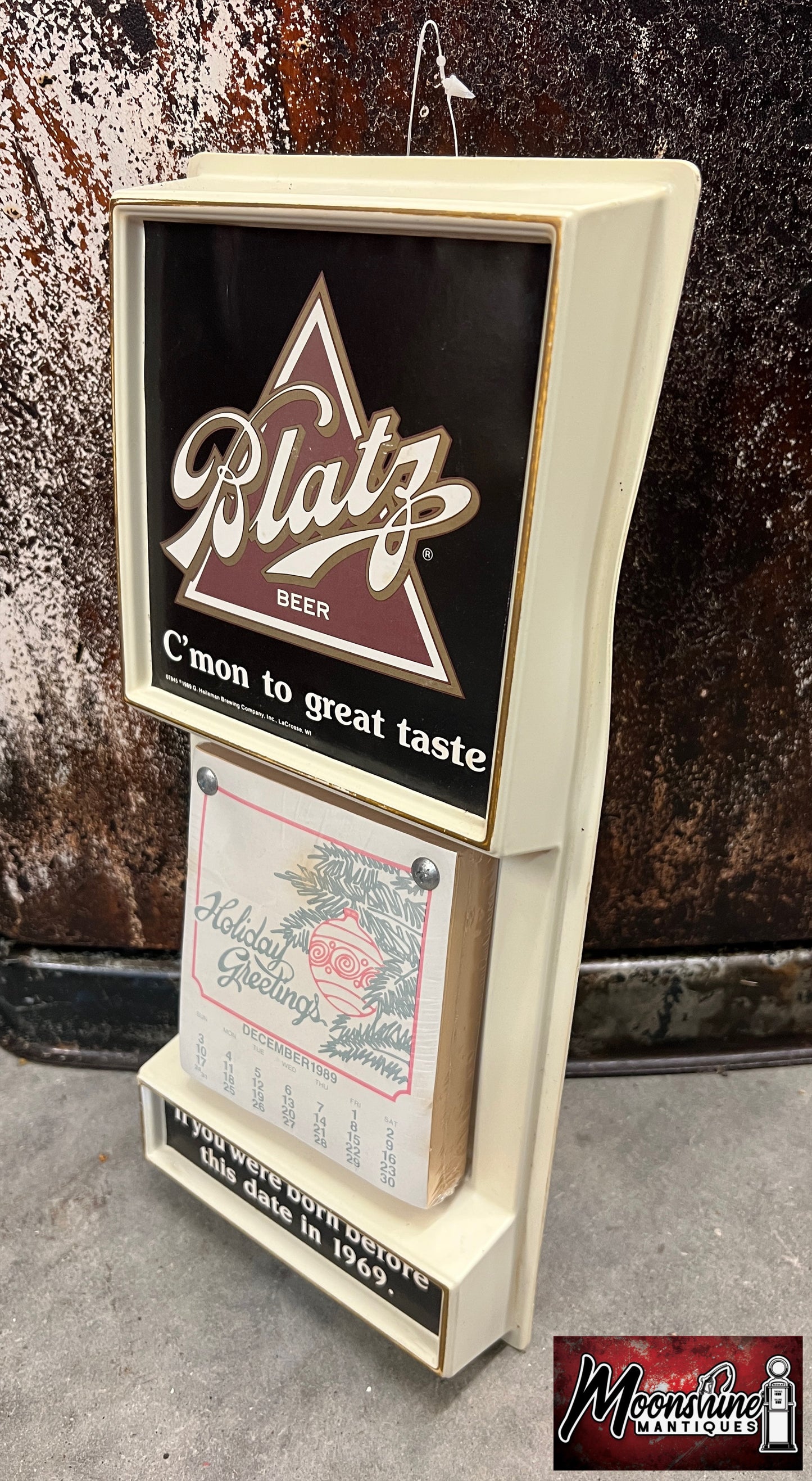 Vtg. 1989 BLATZ BEER Calendar Sign - Free Shipping!