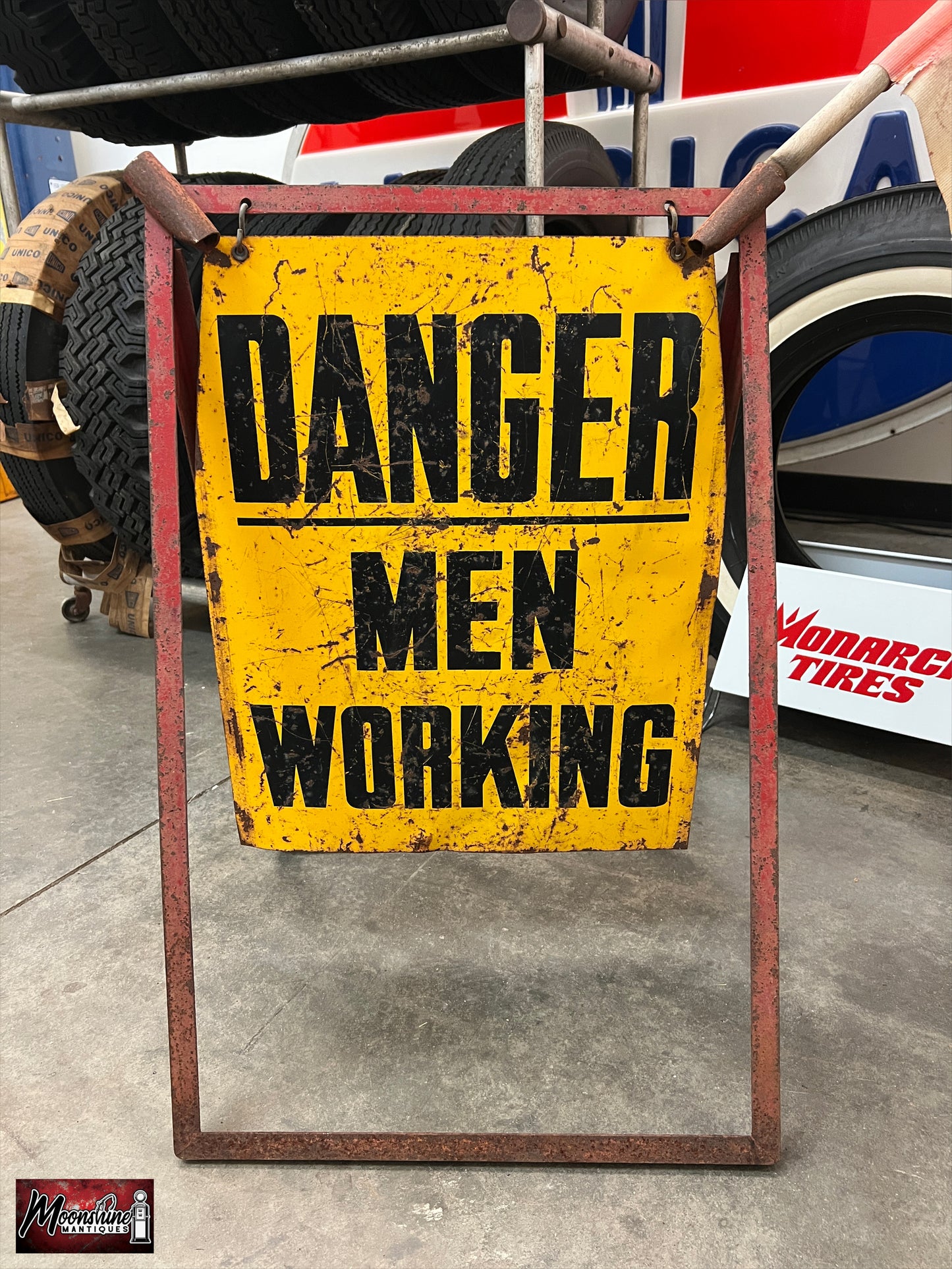Vintage DANGER MEN WORKING Folding Construction Sign - Free Shipping!