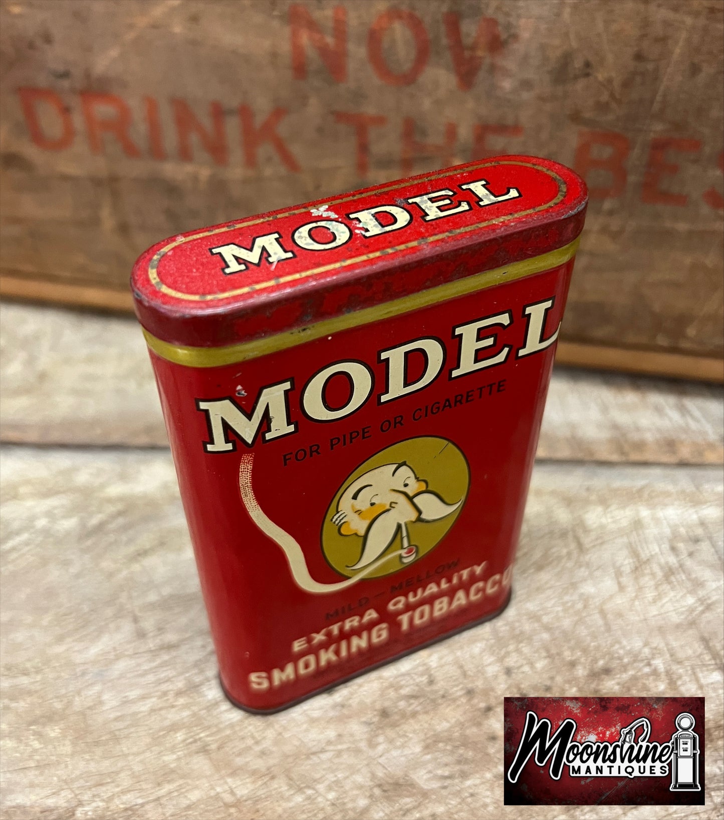 Vtg. MODEL Smoking Tobacco Pocket Tin - Free Shipping!