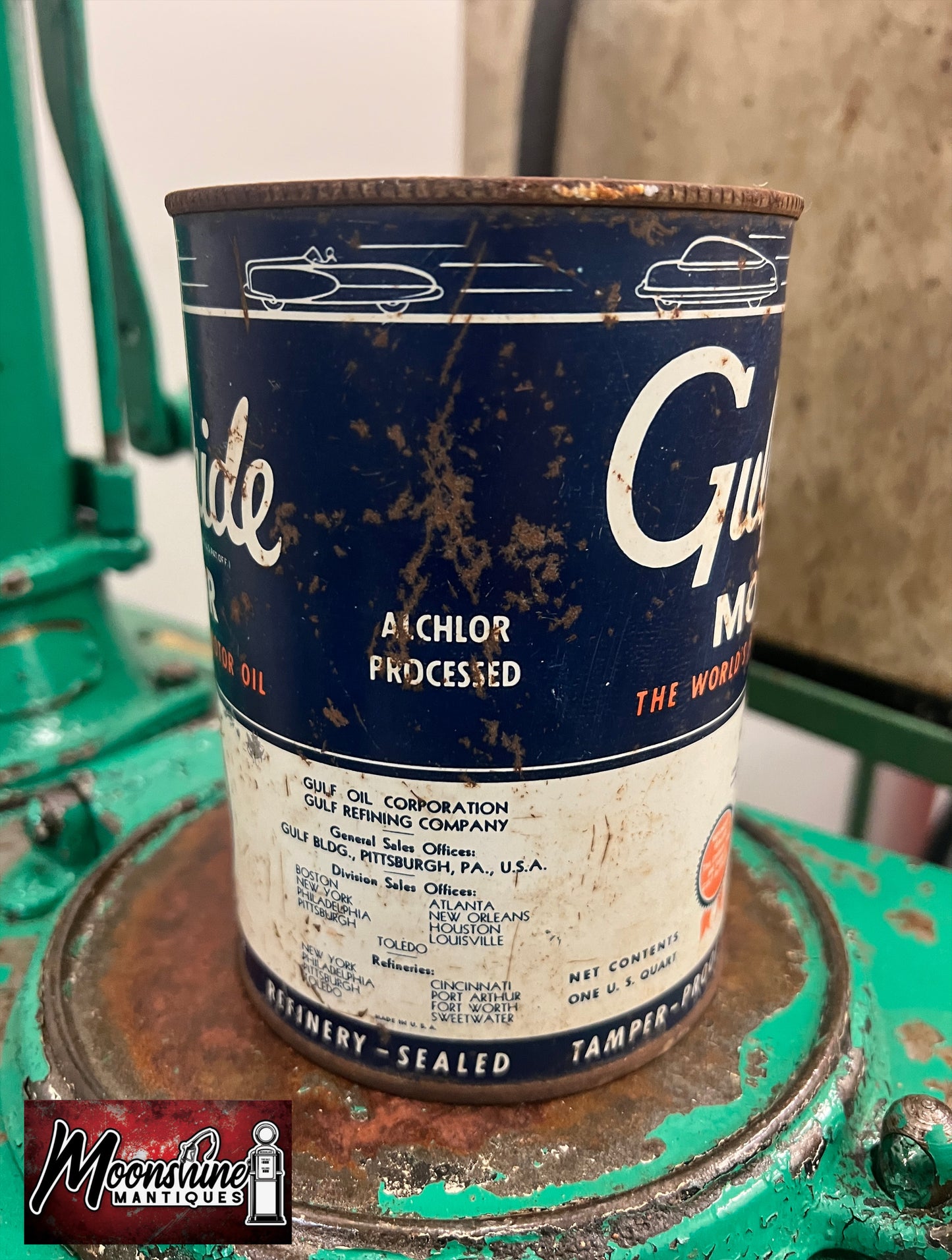 1940’s GULF Gulfpride Motor Oil Can 1 qt. - Free Shipping!