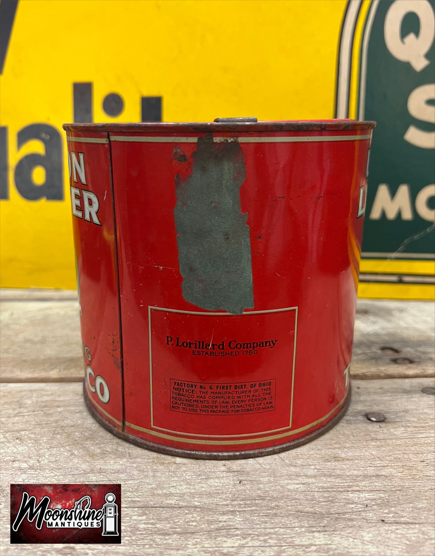 Vtg. UNION LEADER Smoking Tobacco Tin - Free Shipping!