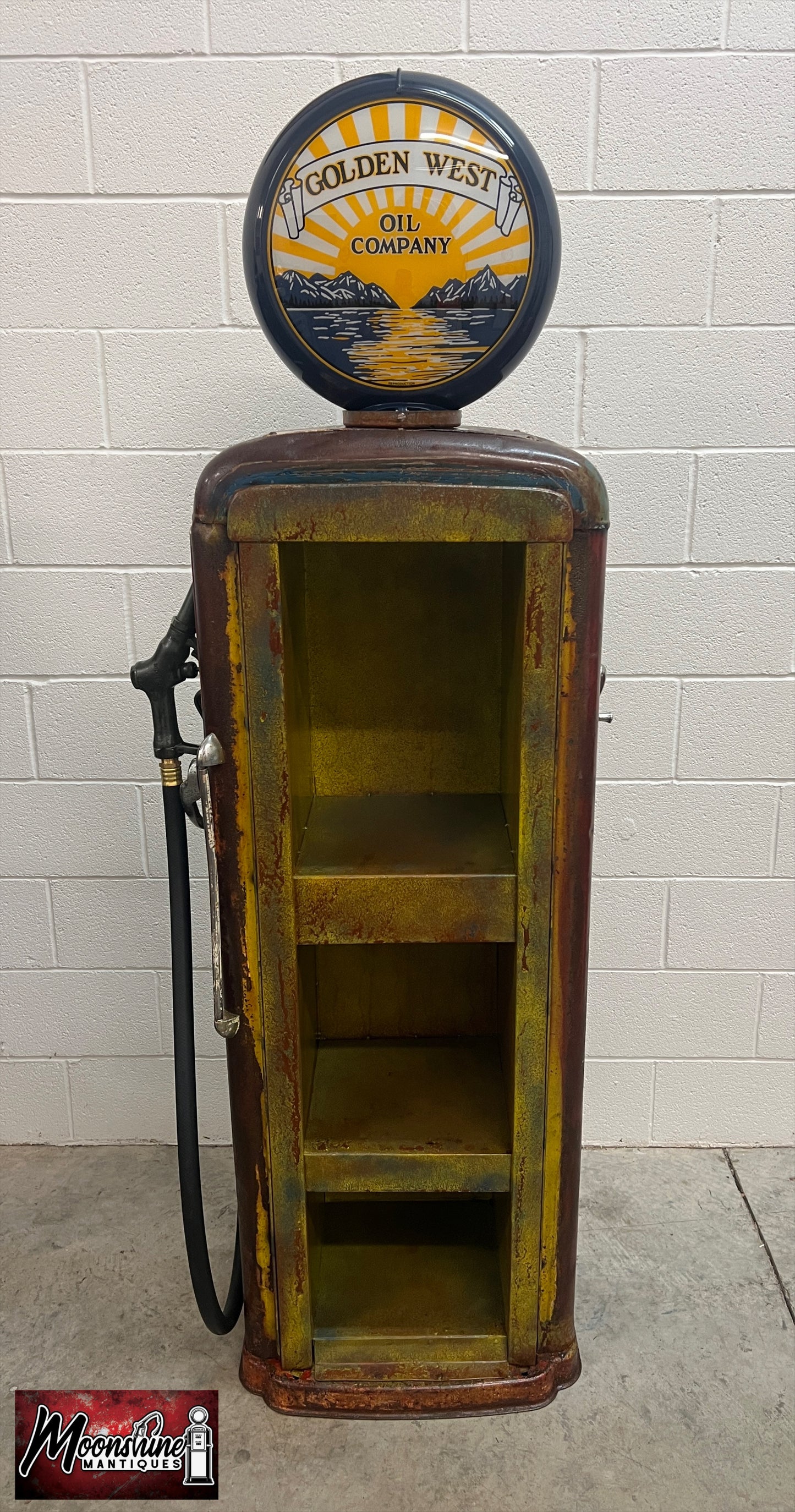 Rustoration 1940’s GOLDEN WEST Gilbarco Gas Pump w/ Shelves - Mancave Decor - Free Shipping