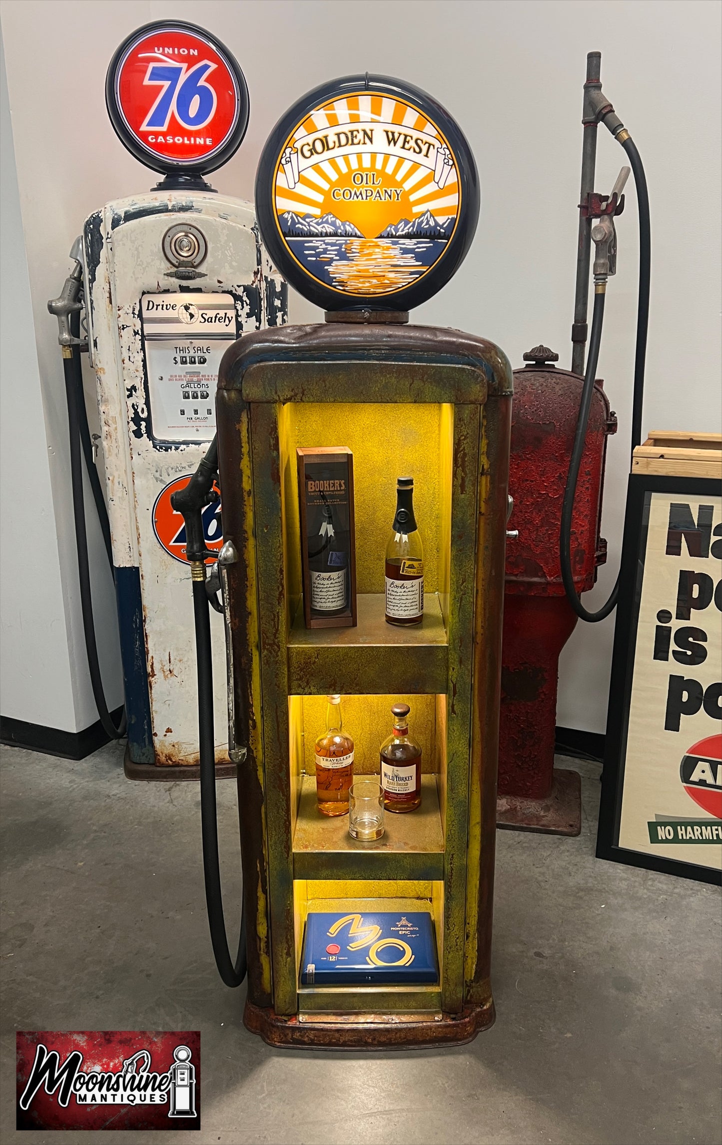 Rustoration 1940’s GOLDEN WEST Gilbarco Gas Pump w/ Shelves - Mancave Decor - Free Shipping