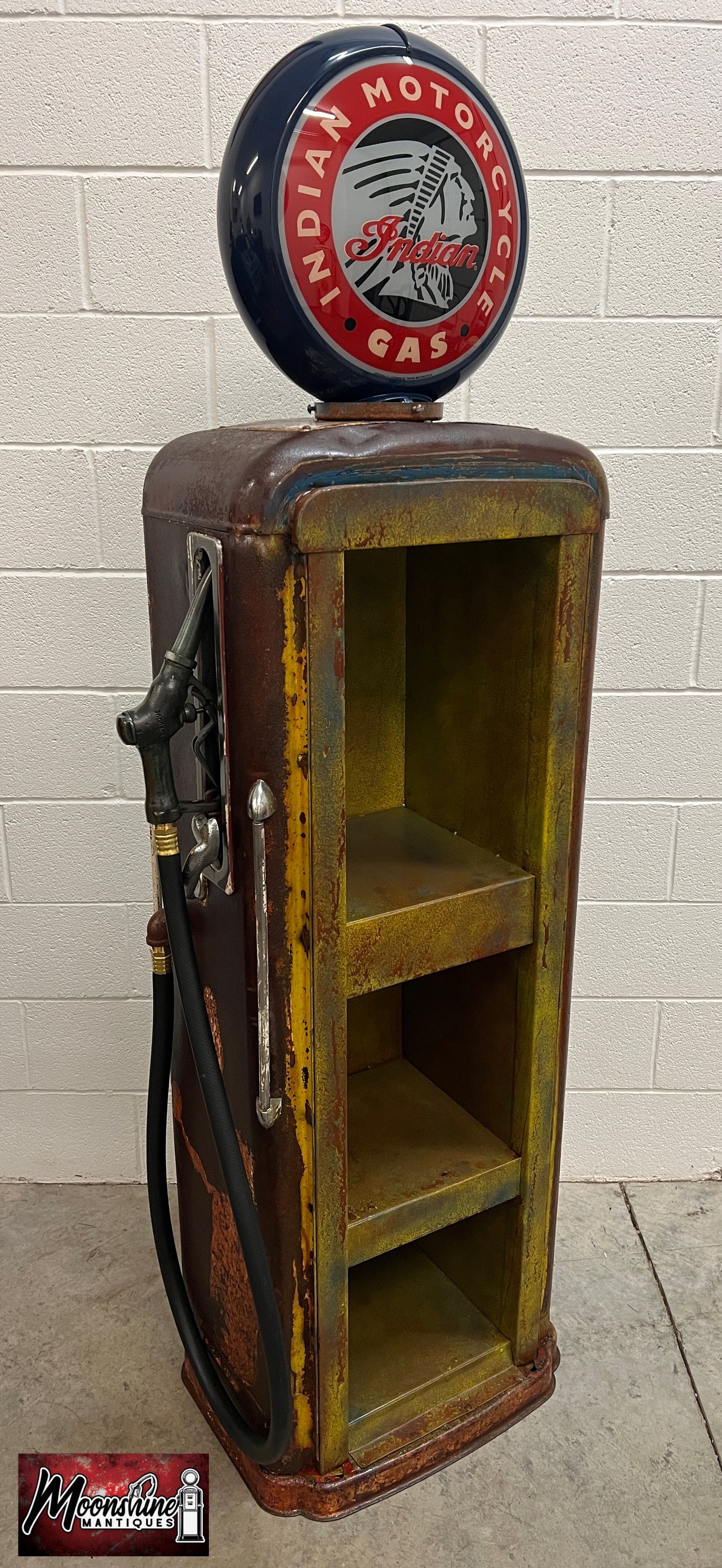 Rustoration 1940s INDIAN MOTORCYCLE Gilbarco Gas Pump w/ Shelves - Mancave Decor - Free Shipping!