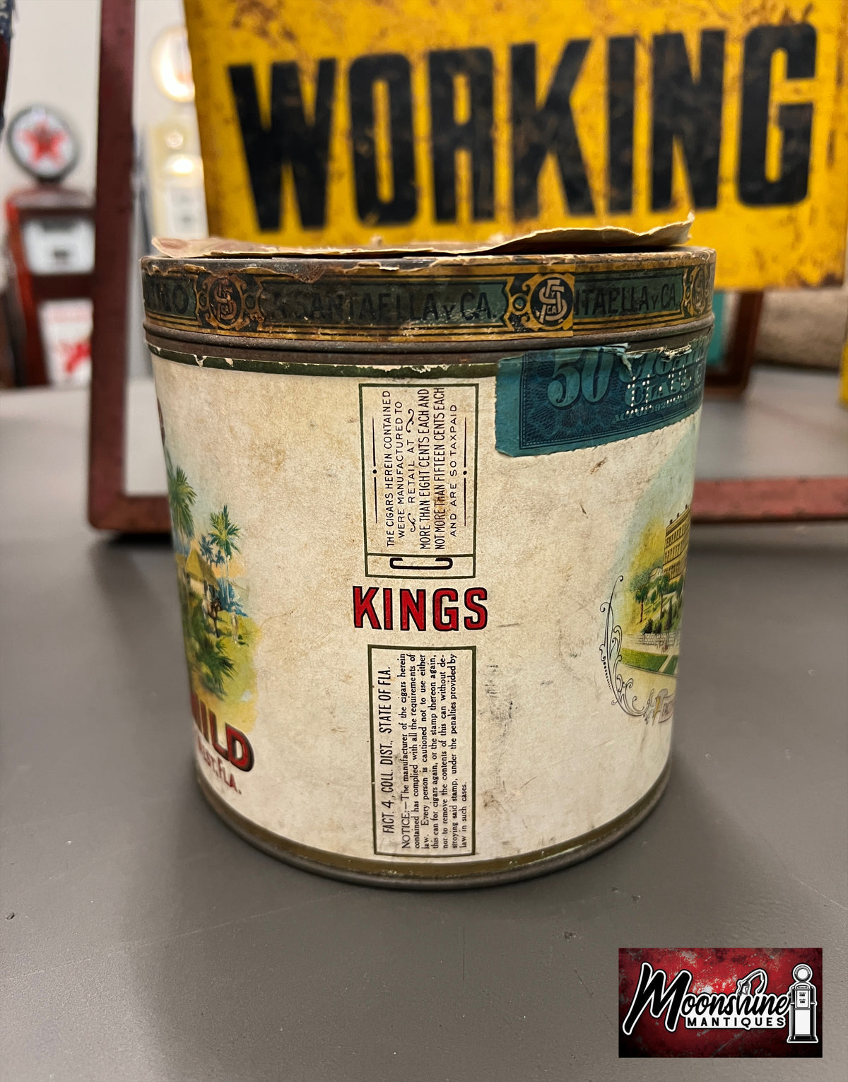 1920's OPTIMO Paper Label Cigar Tin - Free Shipping!