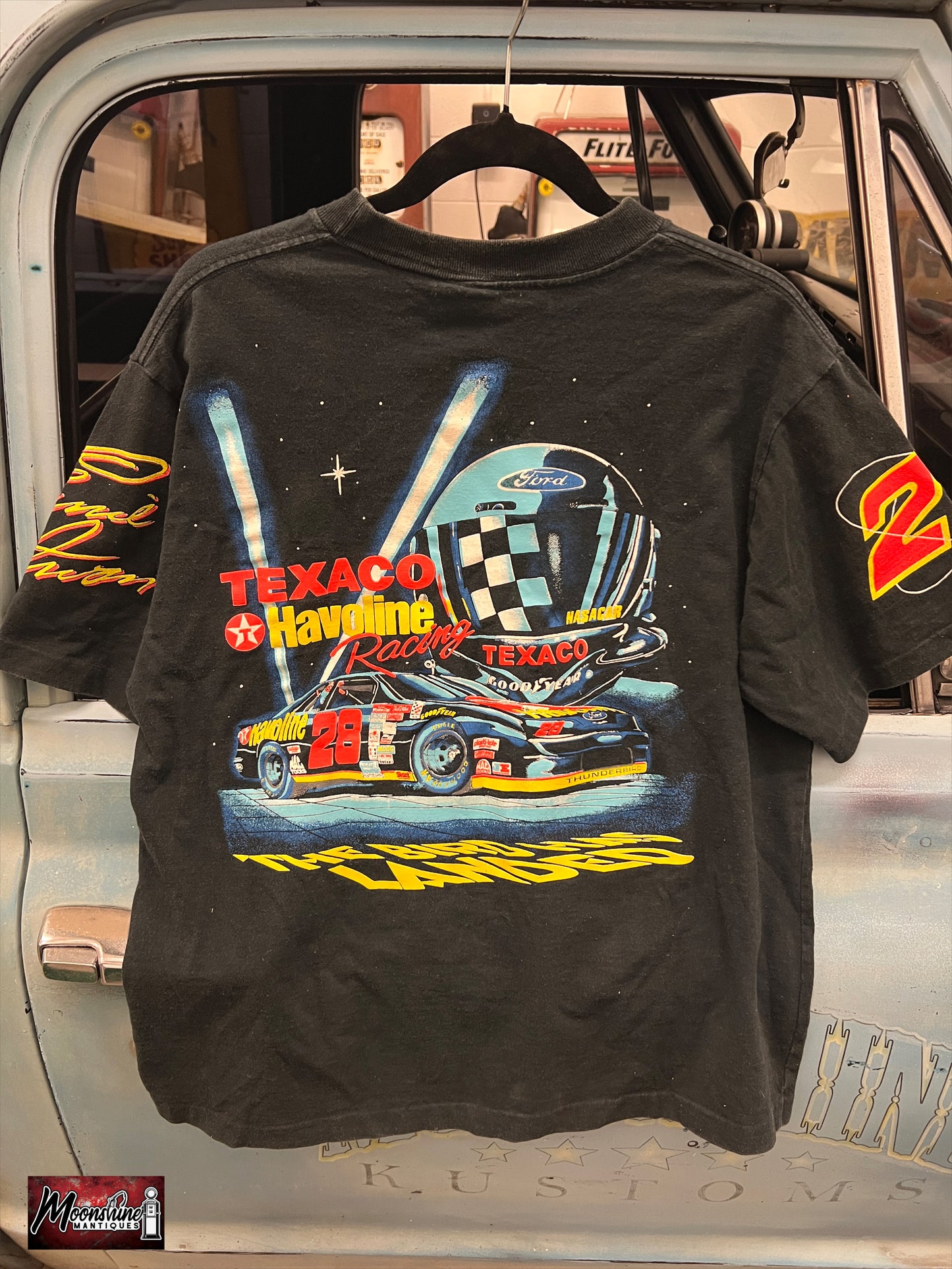 Vtg. 1990's Ernie Irvan Robert Yates Rocket Nascar All Over Print T-Shirt L - Free Shipping!
