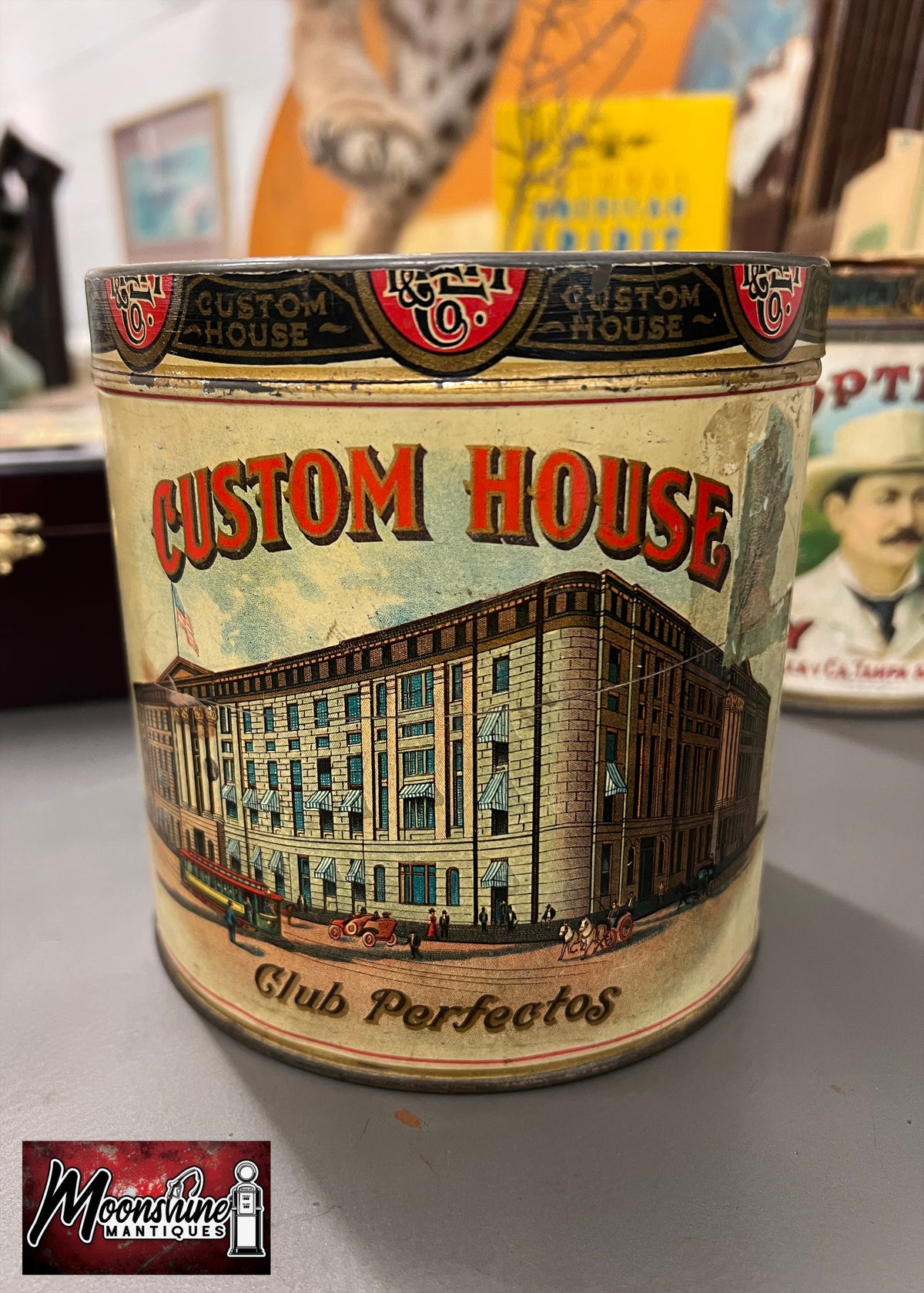 RARE 1920's Custom House Cigar Tin - Free Shipping!