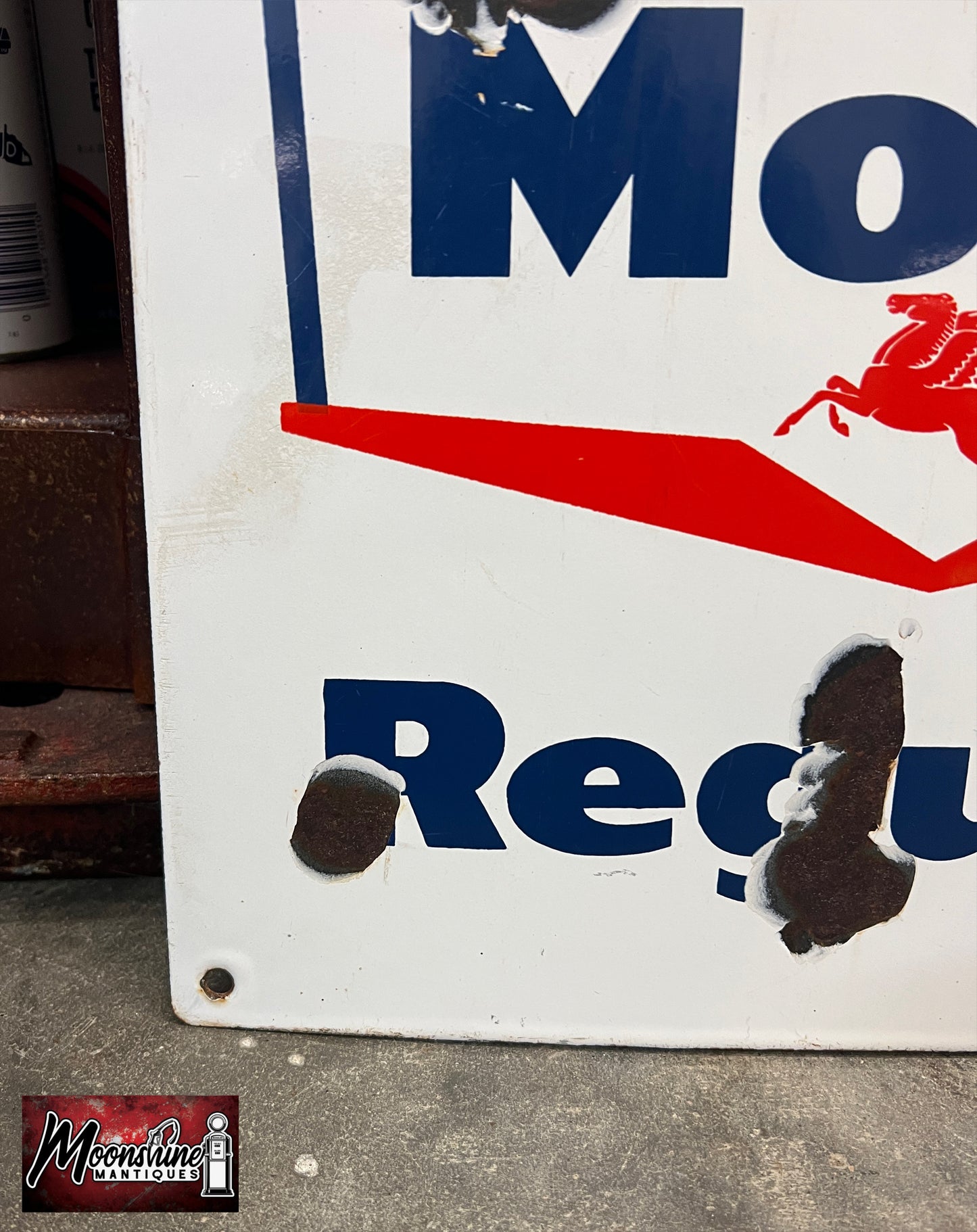 1960's MOBIL GASOLINE Porcelain Gas Pump Plate Sign - Gas & Oil - Free Shipping!