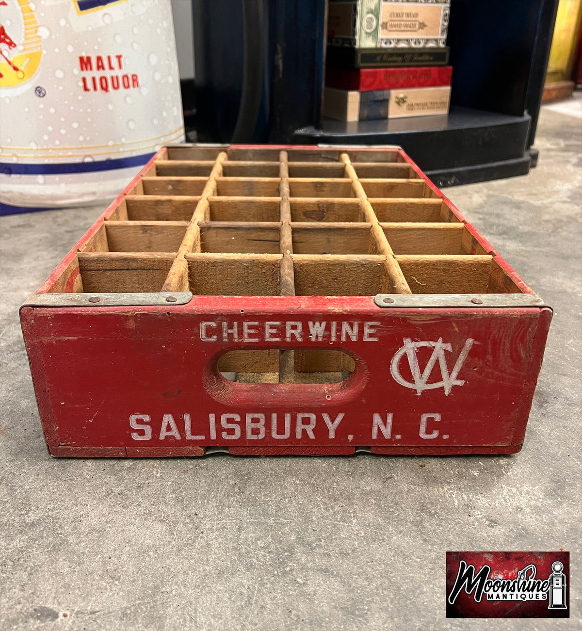 Vtg. CHEERWINE Drink Bottle Wooden Crate / Carrier - Free Shipping!