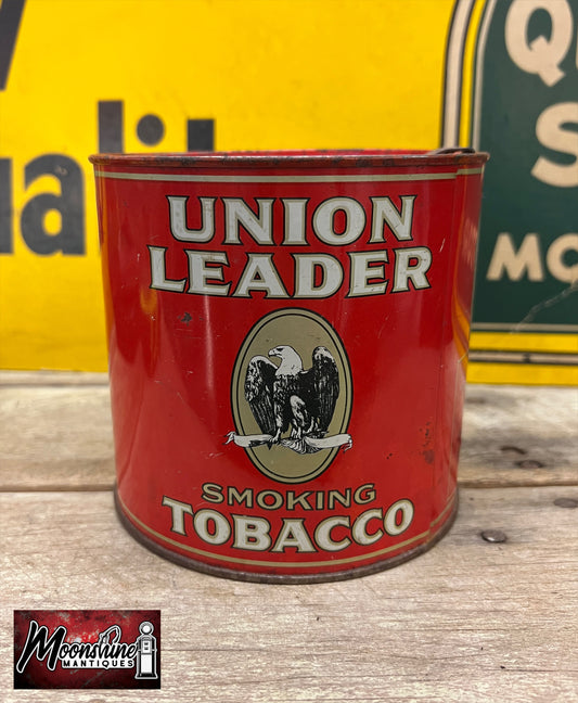 Vtg. UNION LEADER Smoking Tobacco Tin - Free Shipping!