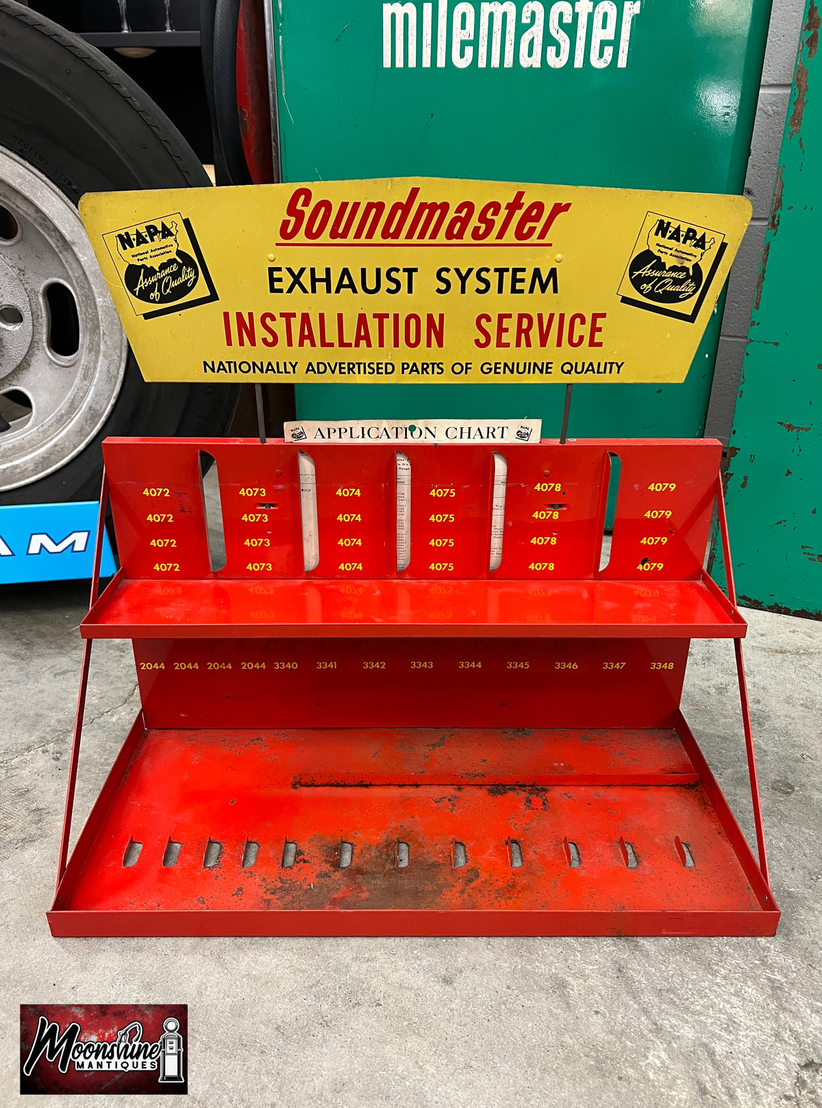 Vtg. NAPA Soundmaster Exhaust System Store Display Rack w/ Topper Sign & Parts - Free Shipping!
