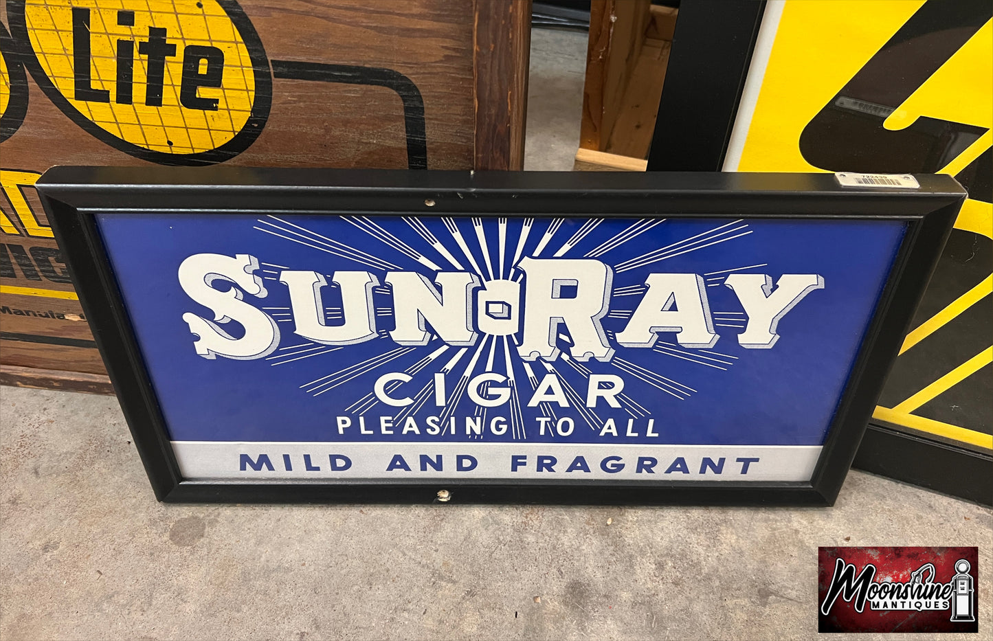 Vtg. SUN RAY CIGAR Framed Paper Sign - Free Shipping!
