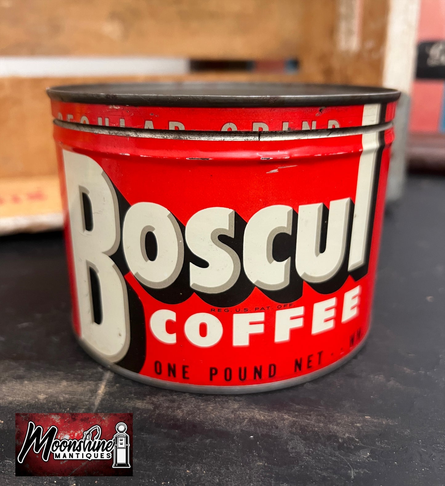 Vtg. BOSCUL COFFEE Tin Can - Free Shipping!