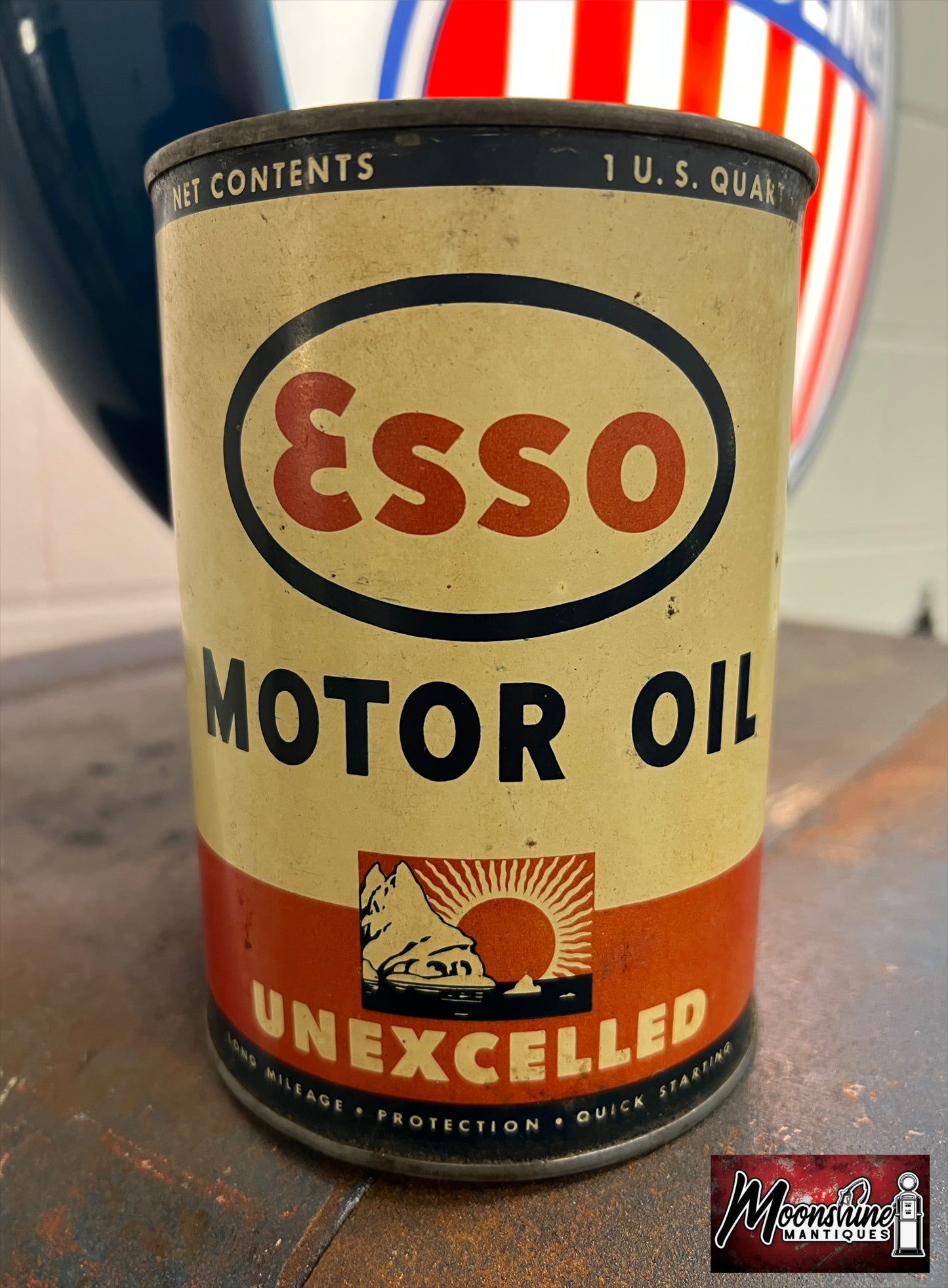 1930’s ESSO Unexcelled Motor Oil Can 1 qt. - Free Shipping!